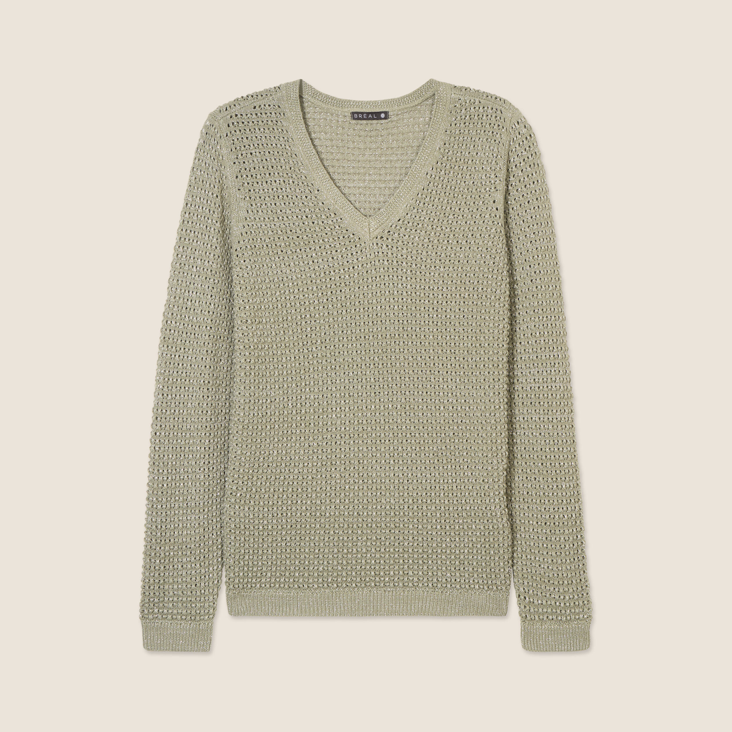 pull manches longues col en v vert clair femme Pull manches longues col en V vert clair femme