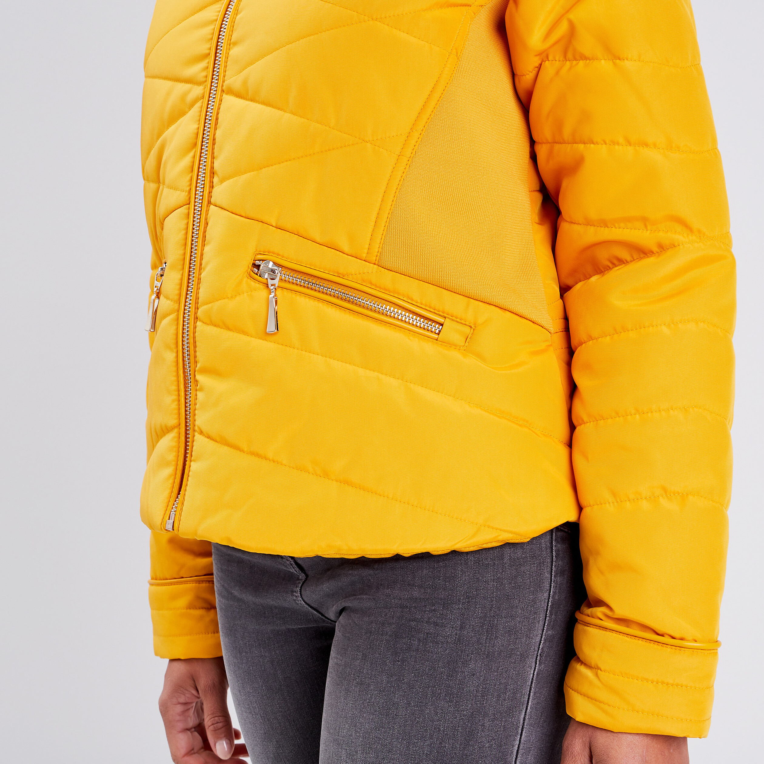 Doudoune droite jaune or femme