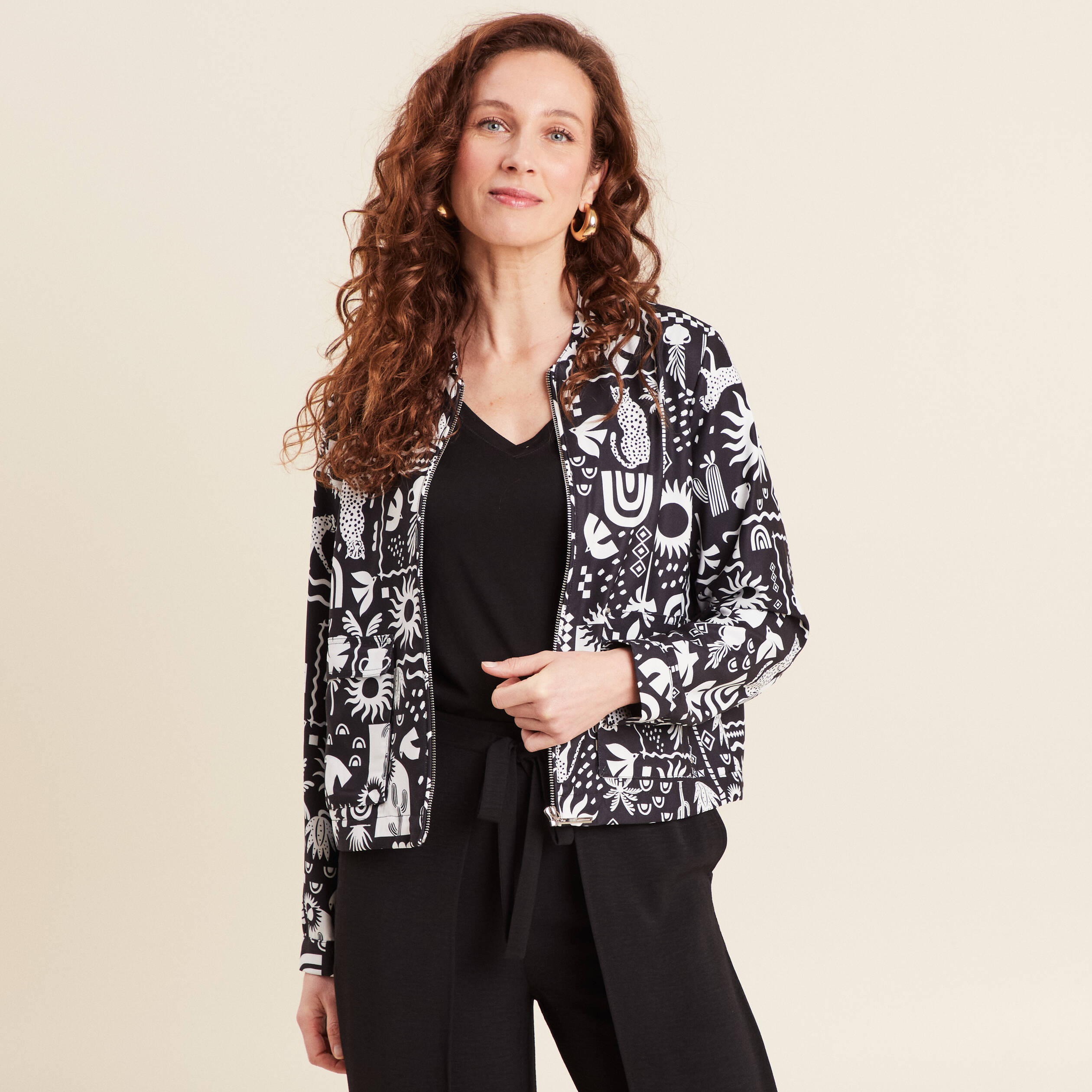 blouson zippe 2 poches noir femme Blouson zippé 2 poches noir femme