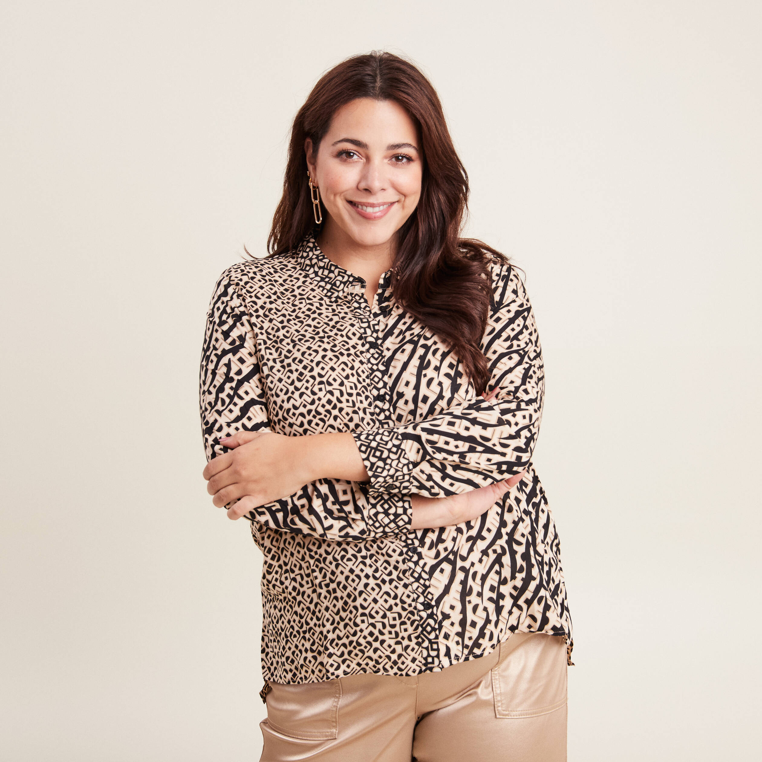 chemise manches longues beige femme Chemise manches longues beige femme
