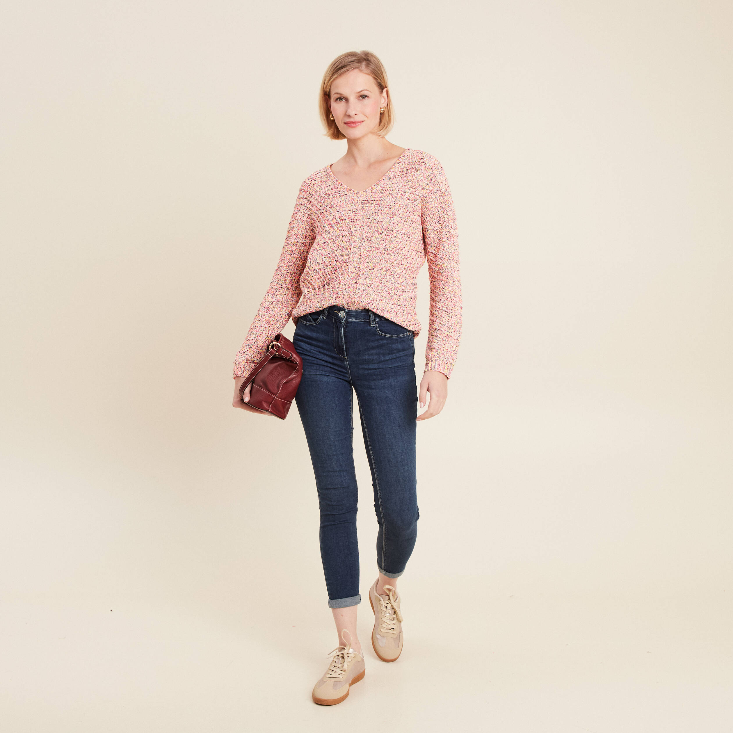 jeans ajuste taille standard 78eme denim brut femme Jeans ajusté taille standard 7/8ème denim brut femme