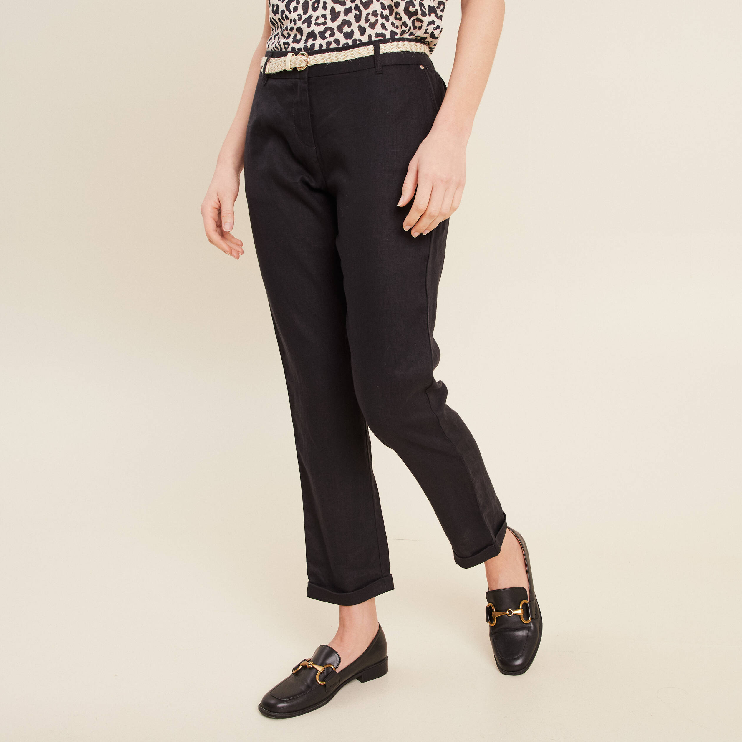 pantalon flou ceinture noir femme Pantalon flou ceinturé noir femme