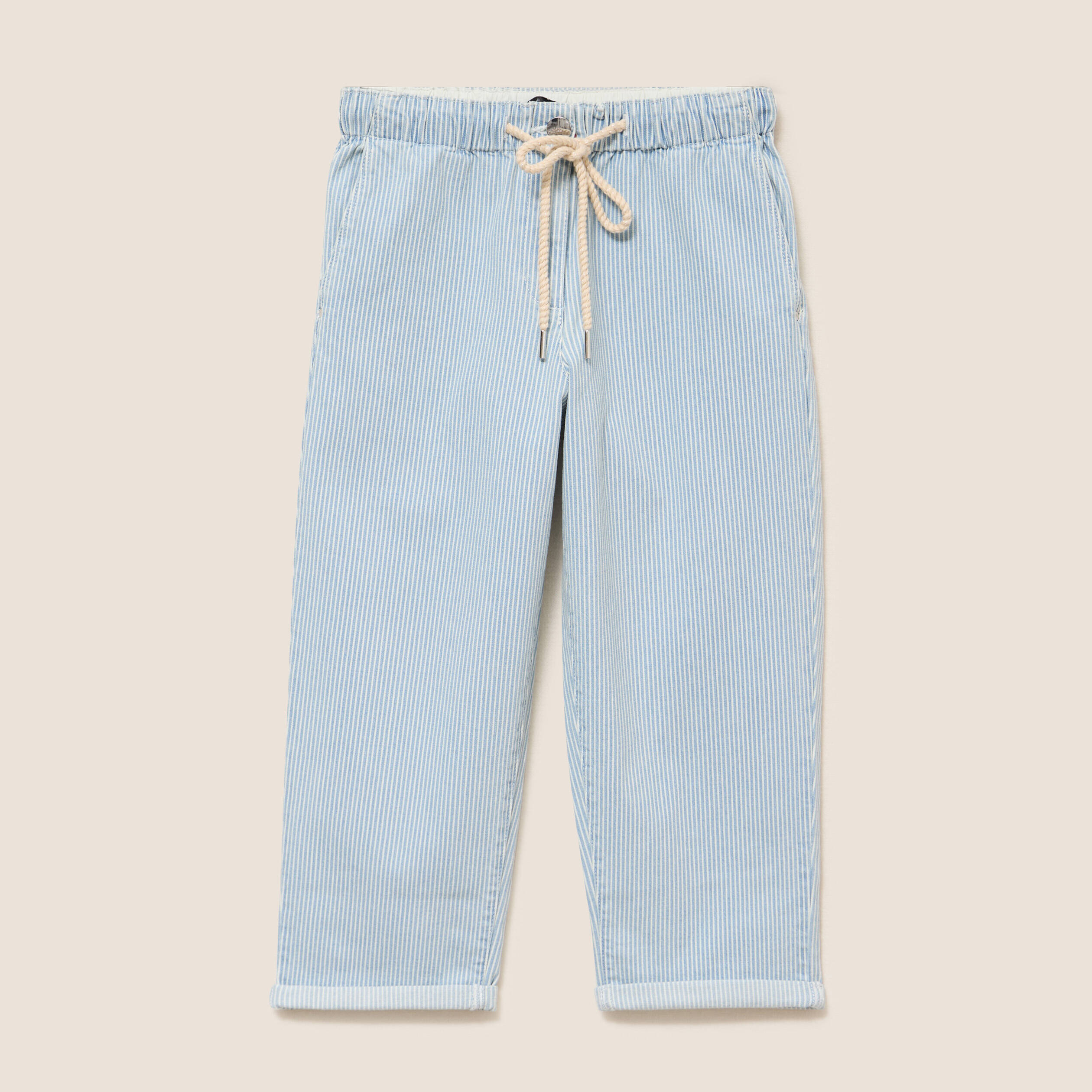 Pantacourt coupe mom bleu femme