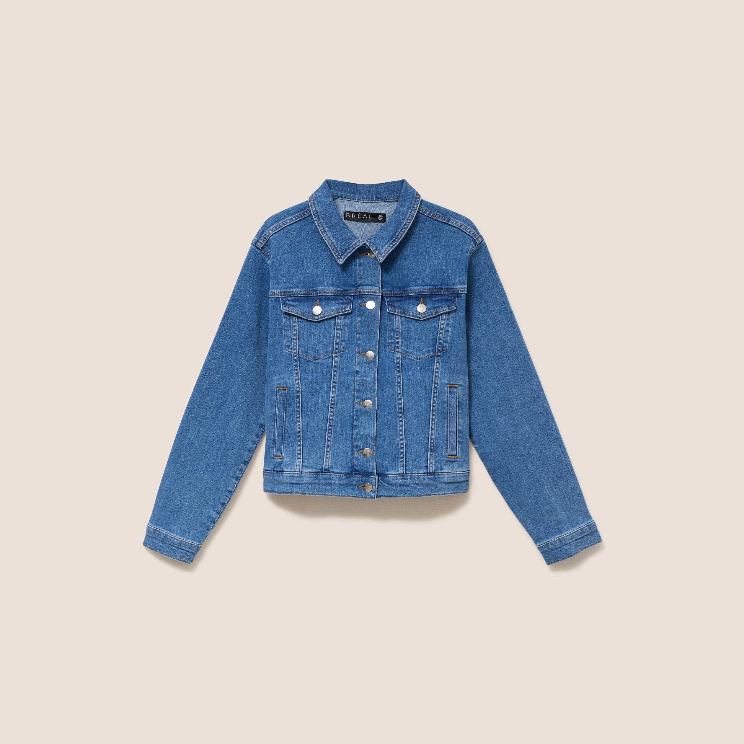 Veste cintr&eacute;e denim stone femme