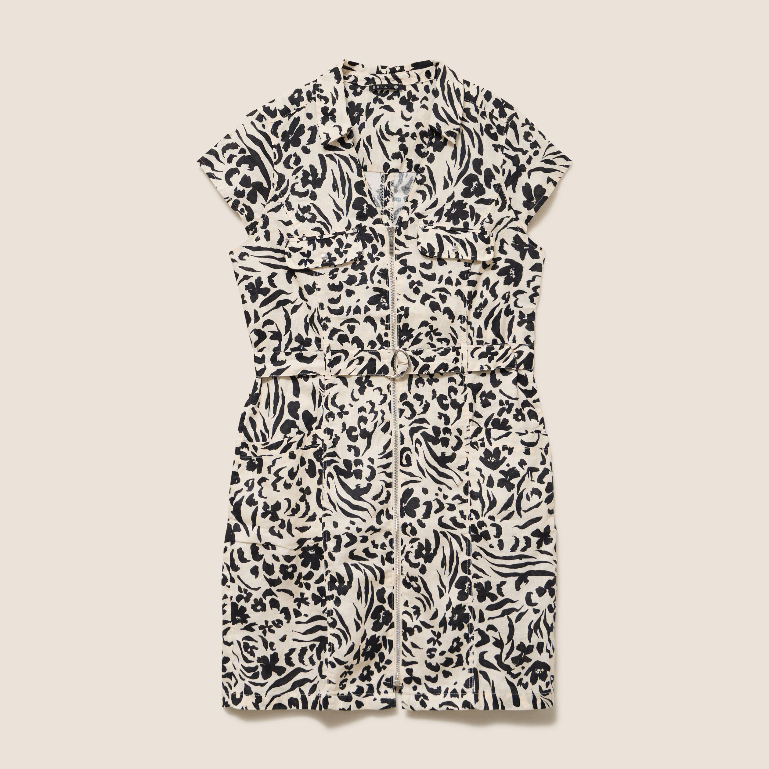 Robe droite zipp&eacute;e blanc femme