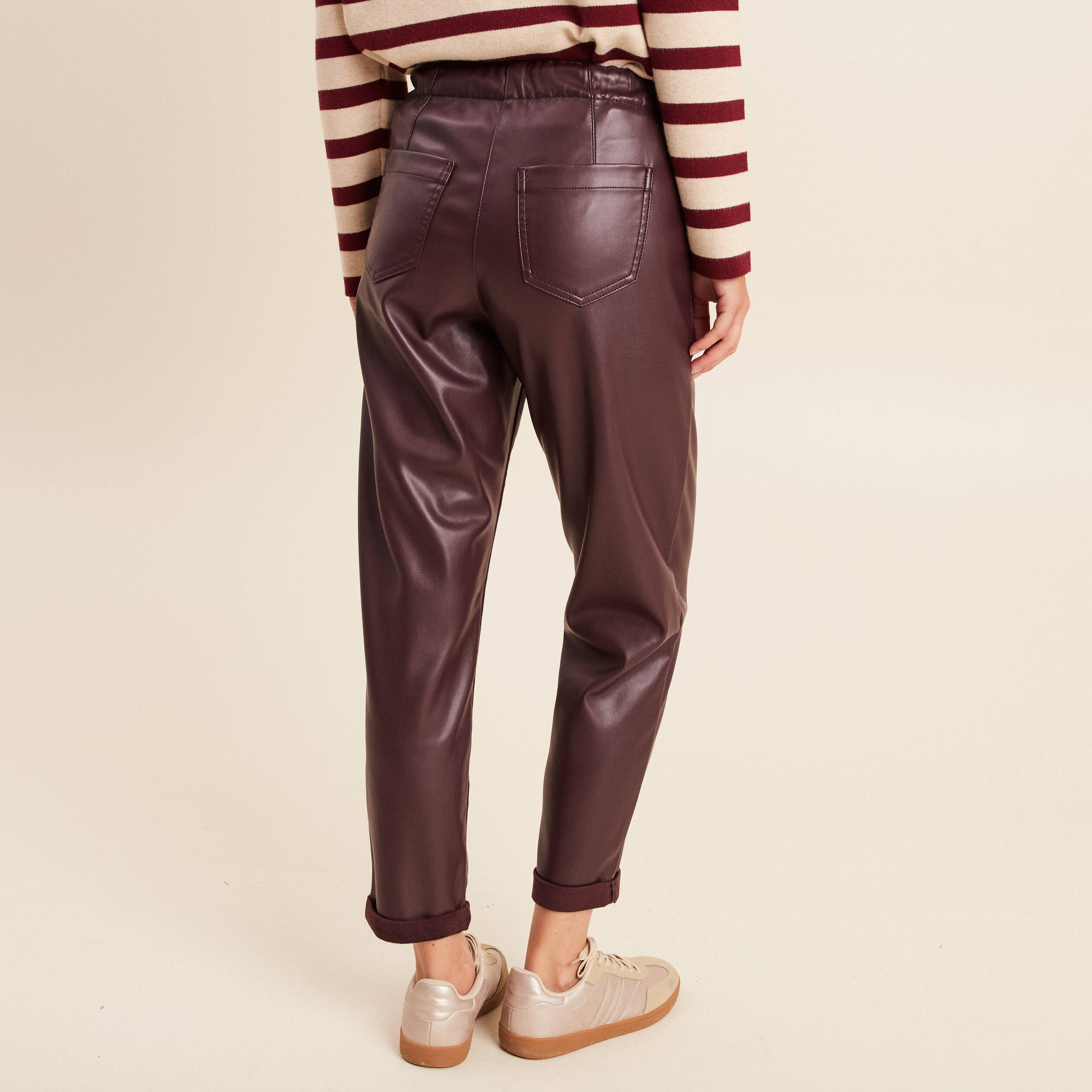 Pantalon Coupe Pantalon Simili Cuir Femme Bordeaux ASOS DESIGN