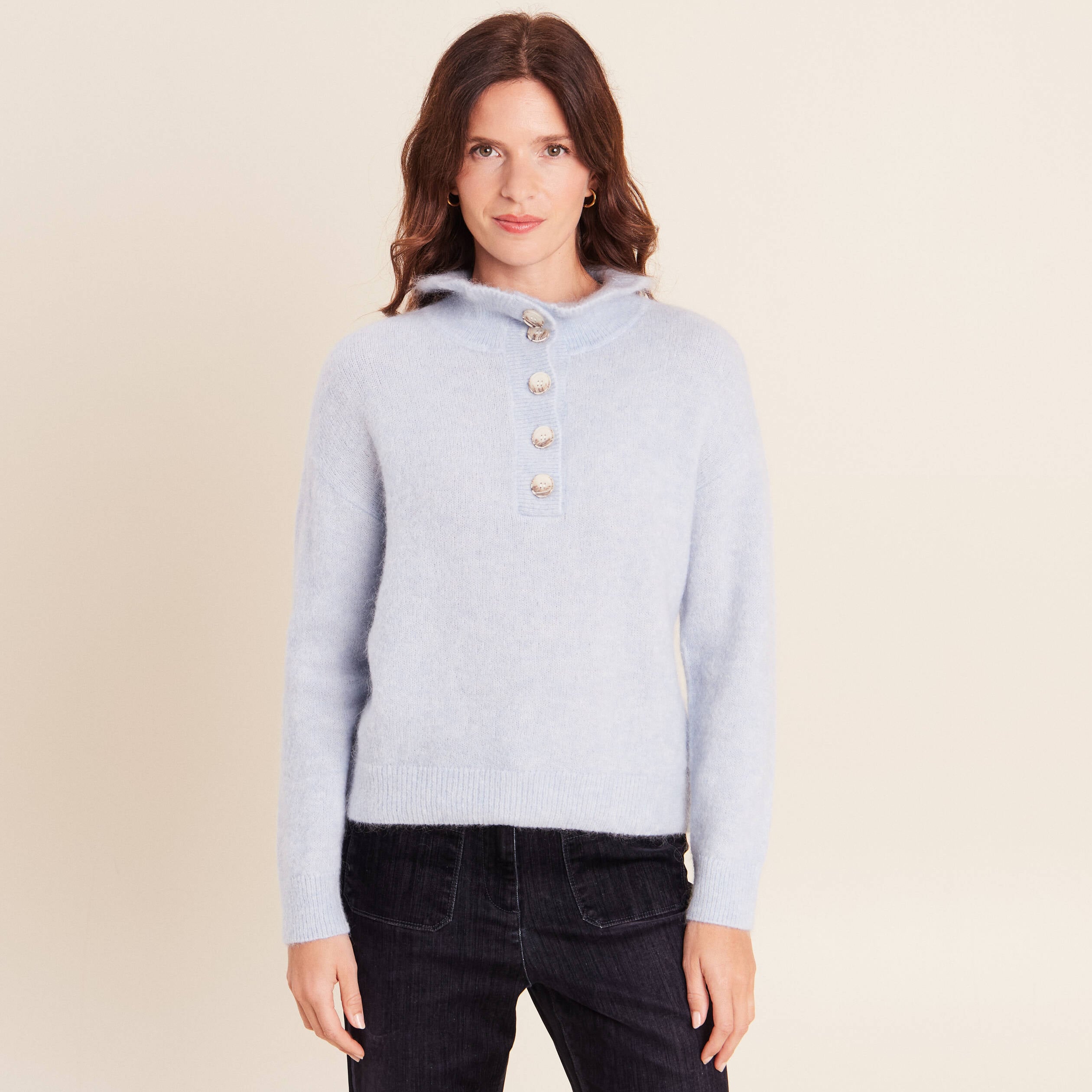 Pull col montant denim snow gris femme