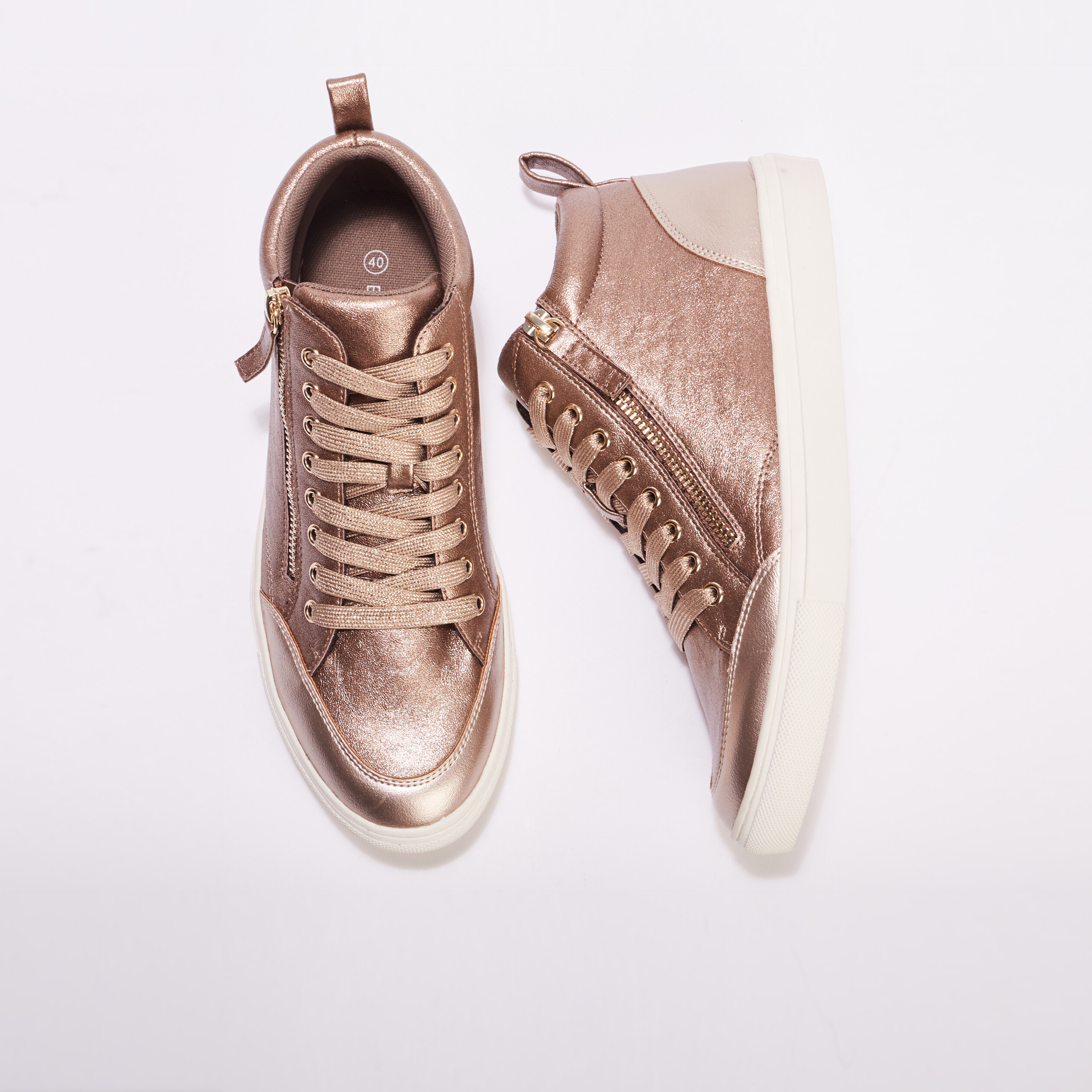 baskets montantes metallisees rose clair femme Baskets montantes métallisées rose clair femme