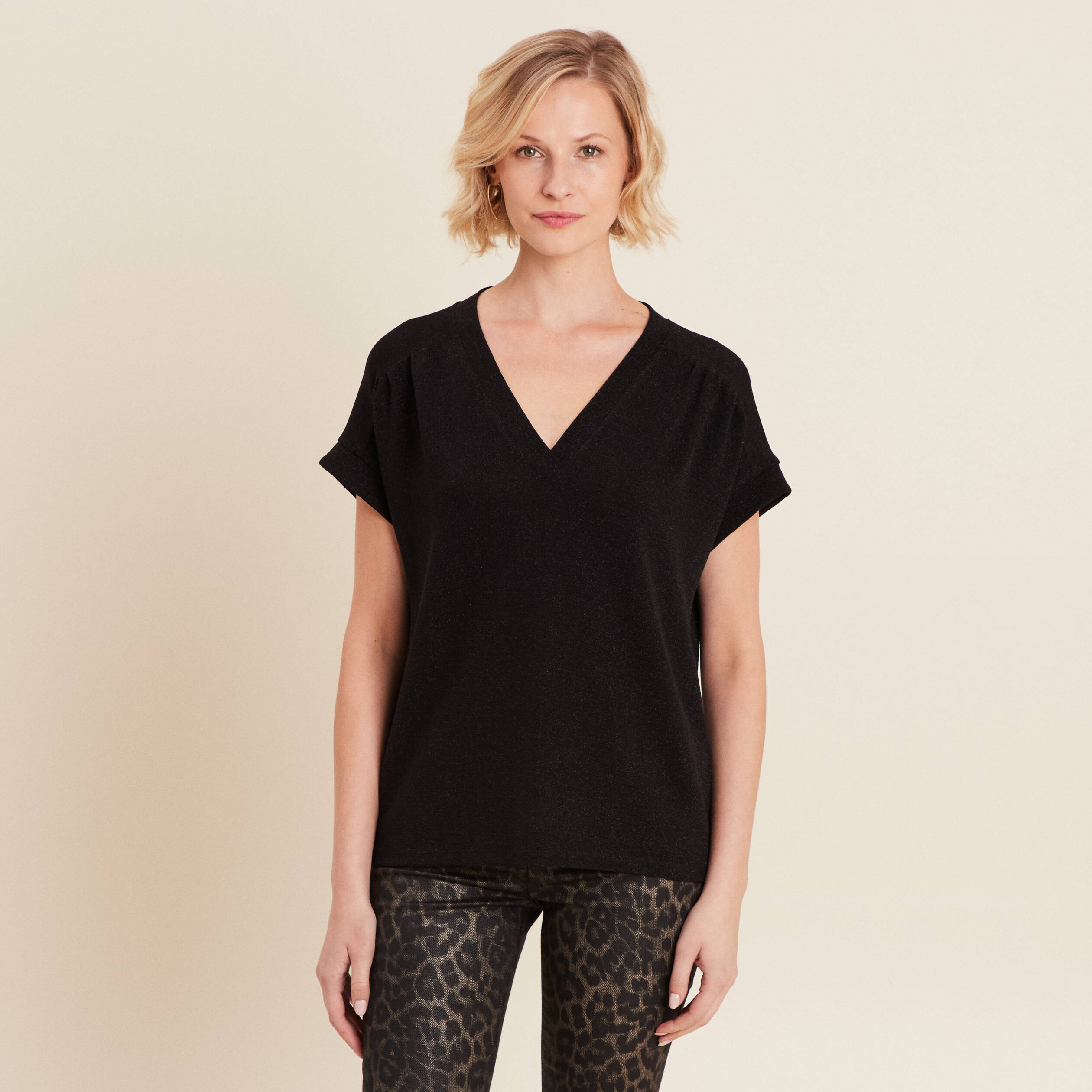 t shirt manches courtes noir femme T-shirt manches courtes noir femme