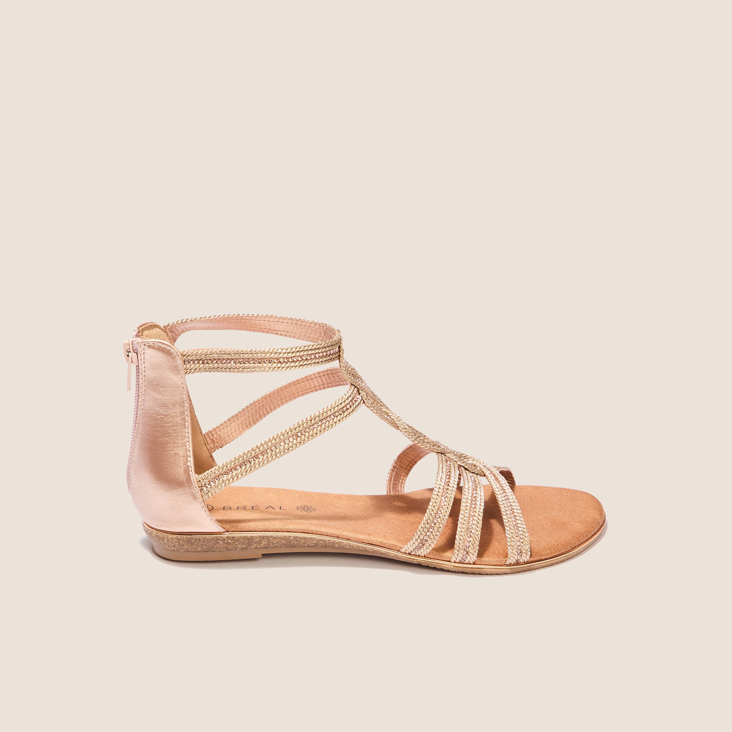 Sandales plates rose clair femme