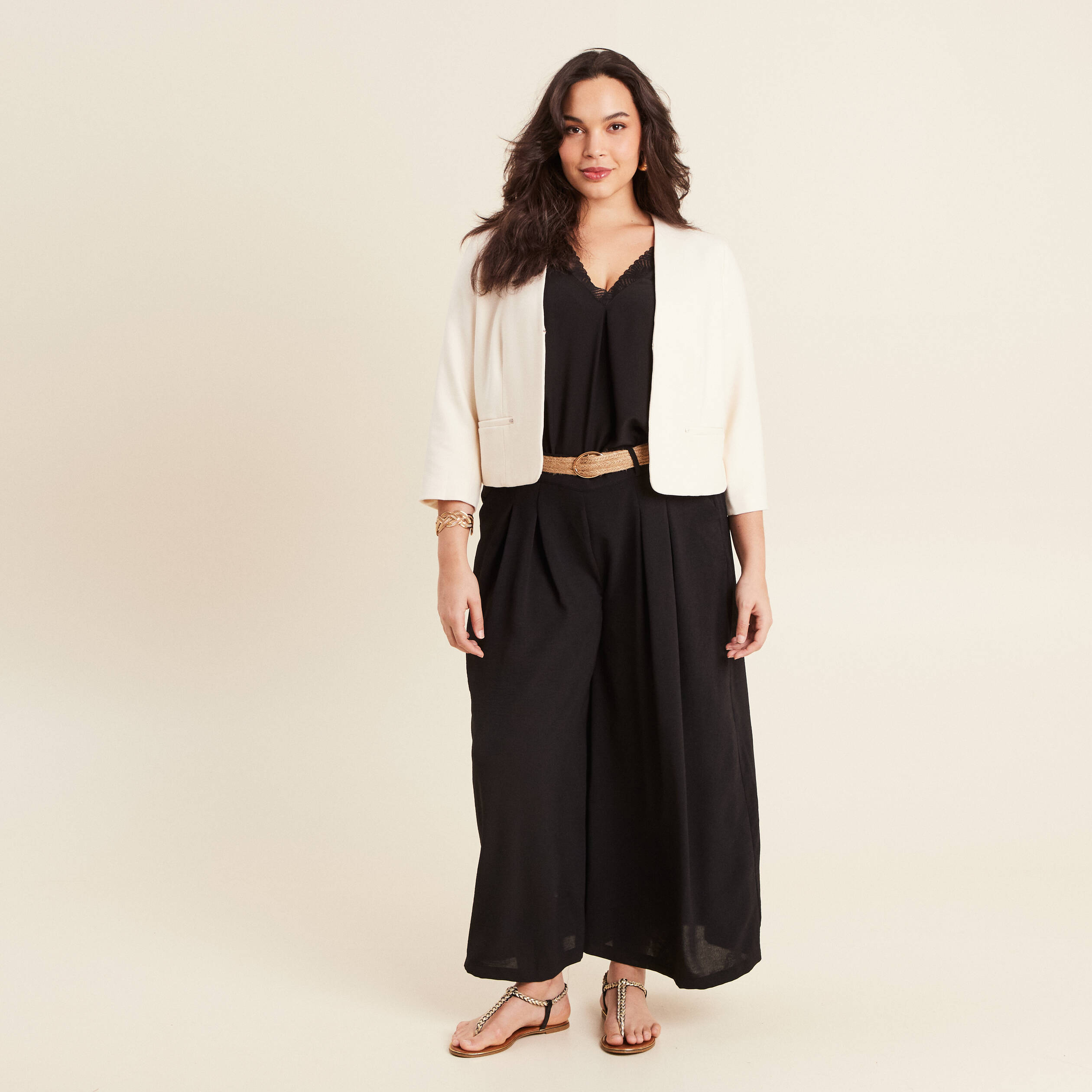 Veste cintr&eacute;e ecru femme