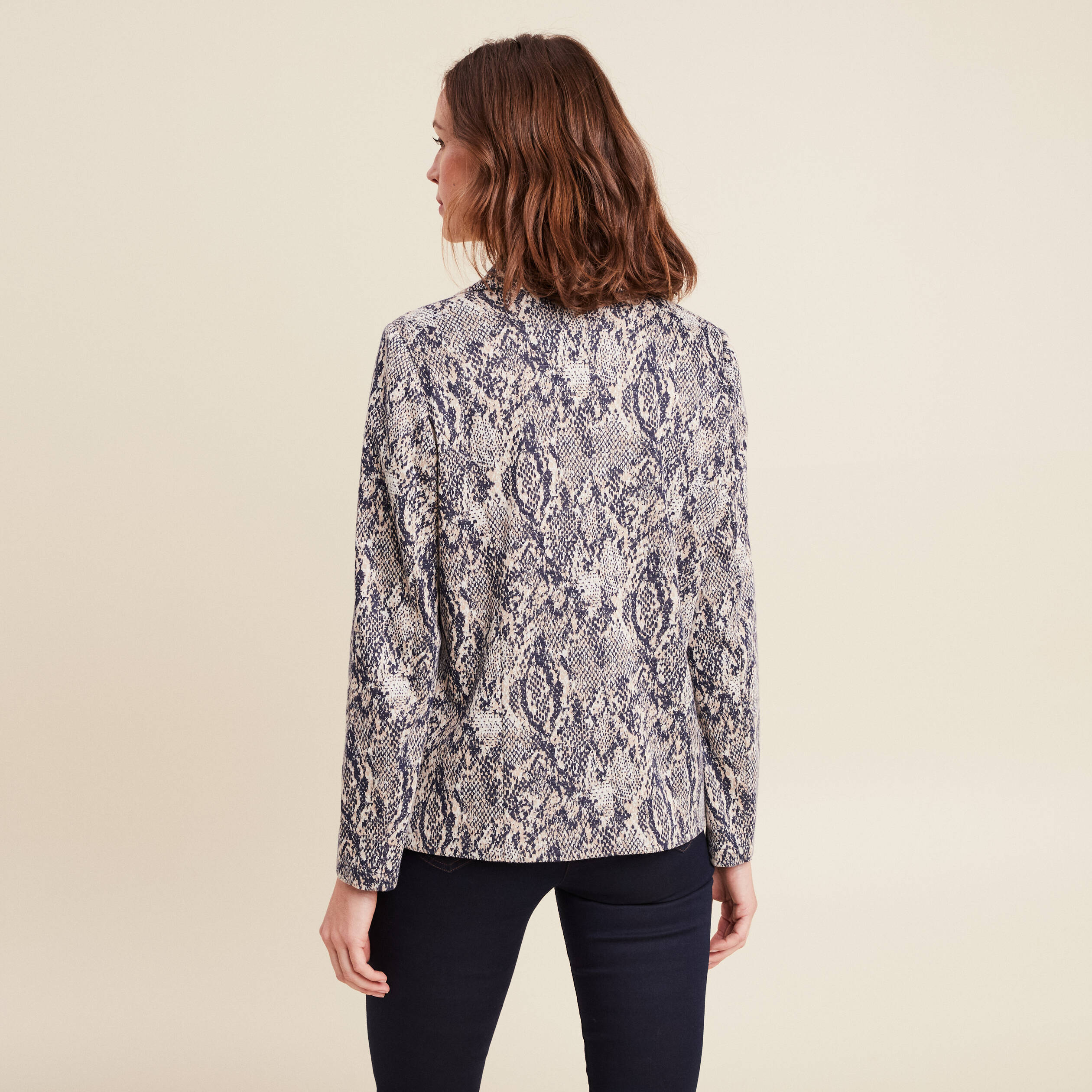 Veste cintr&eacute;e col ch&acirc;le beige femme