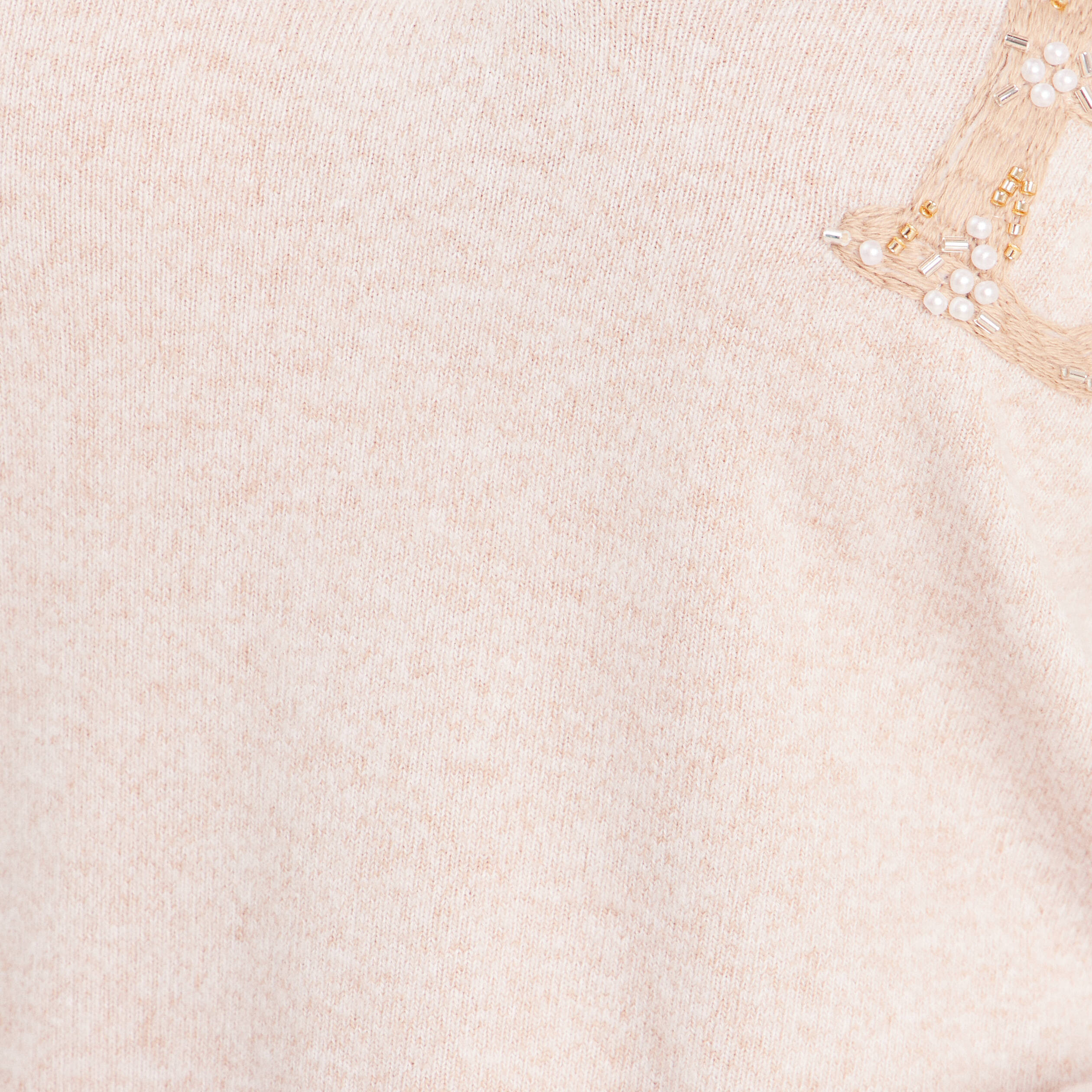Polo manches longues col chemise brod&eacute; creme femme