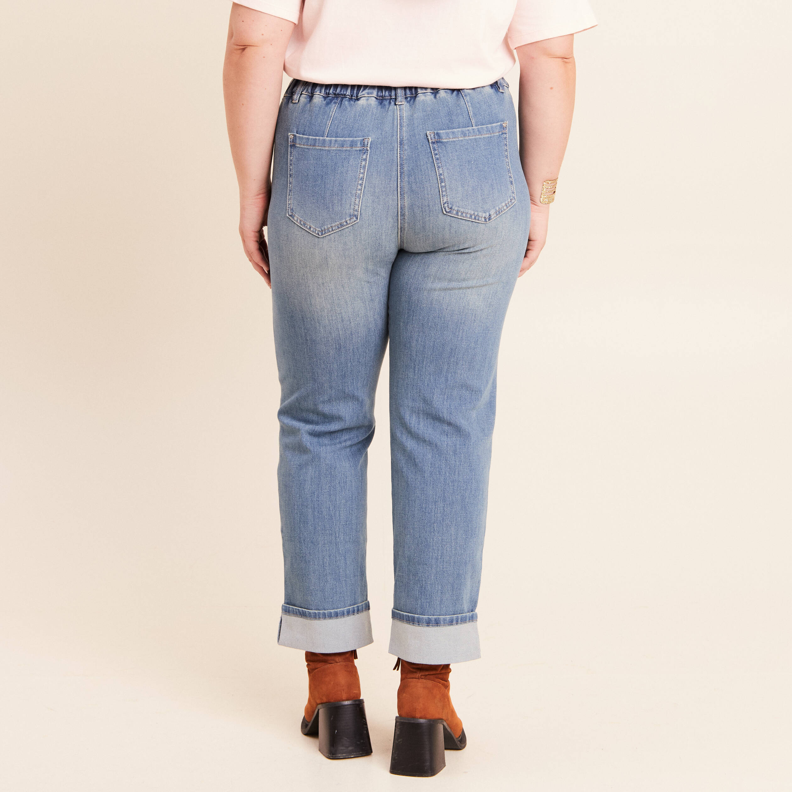 Jean coupe mom 7/8&egrave;me denim double stone femme