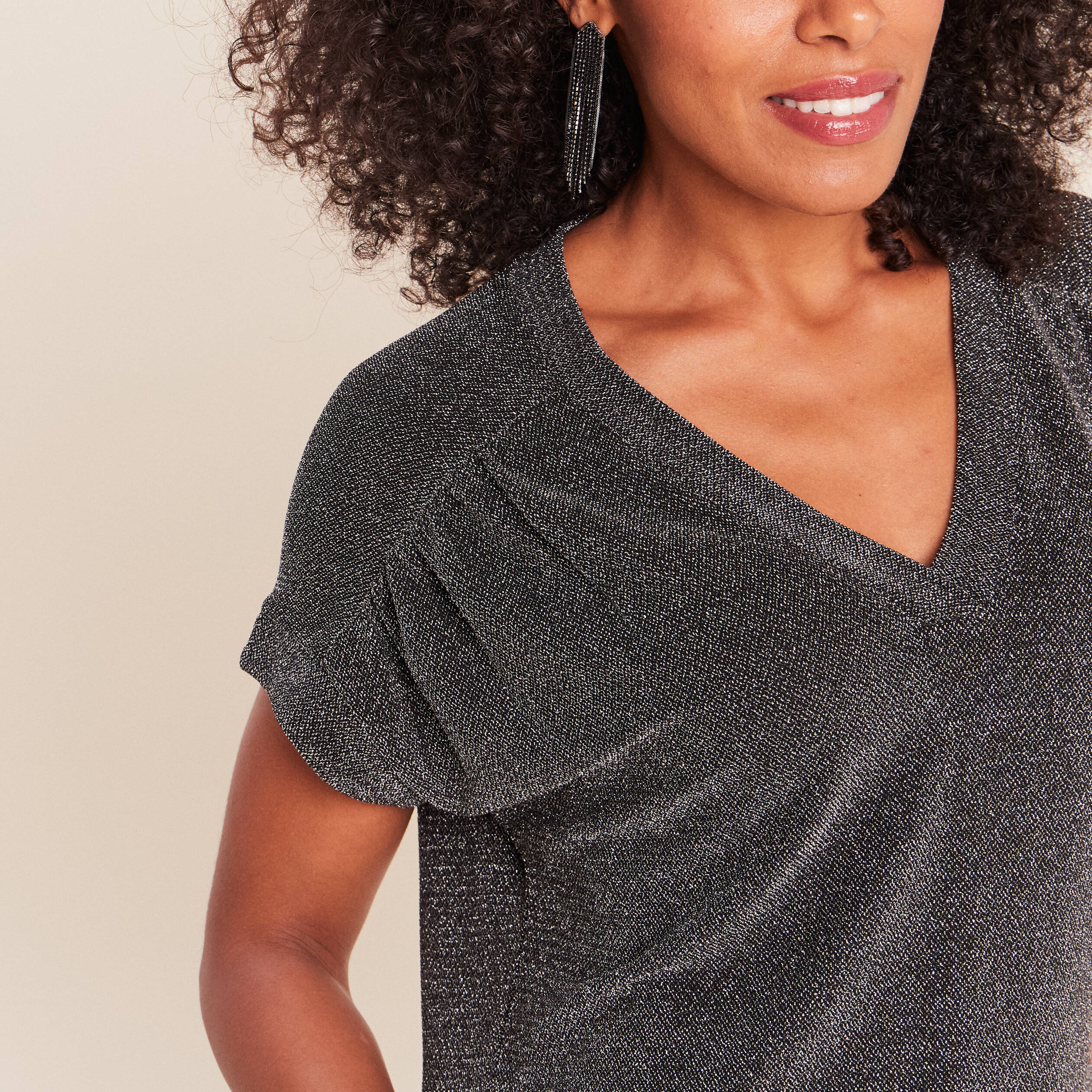 T-shirt manches courtes gris argent femme