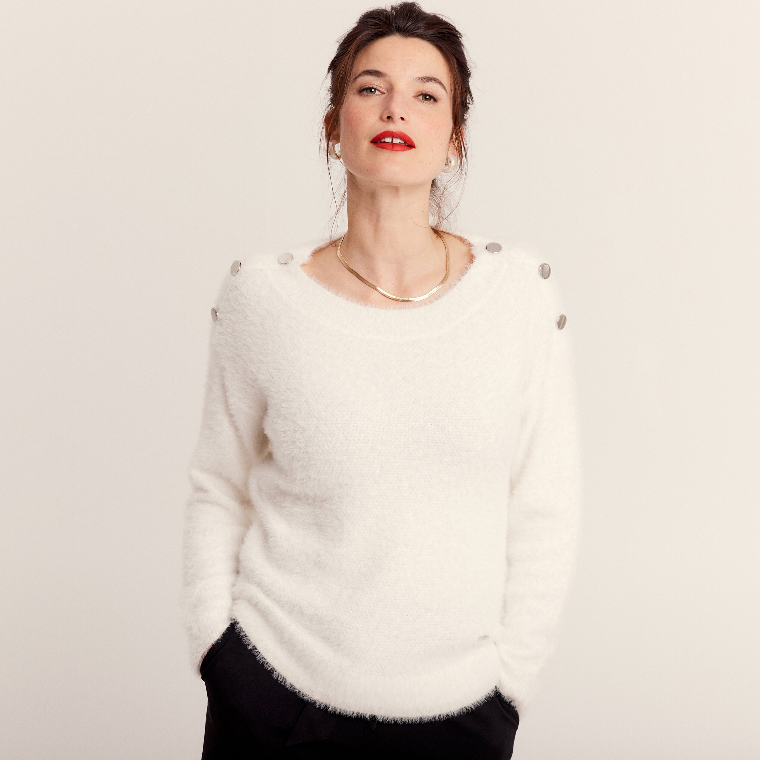 Pull laine on sale ecru femme