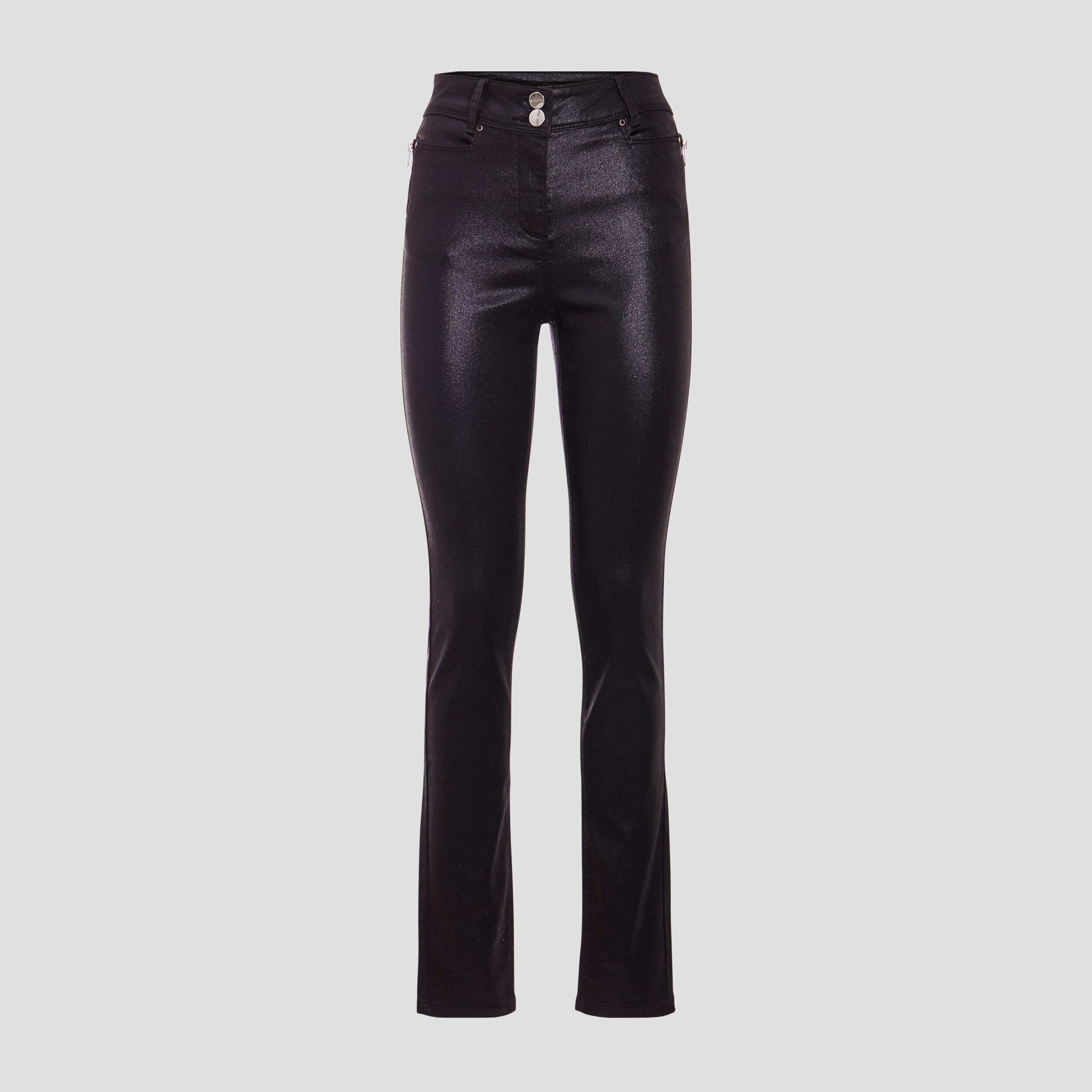 Pantalon Droit Homme MC LEM - Coton Noir Enduit Stretch, Coupe Regular - Taille 38 (34")