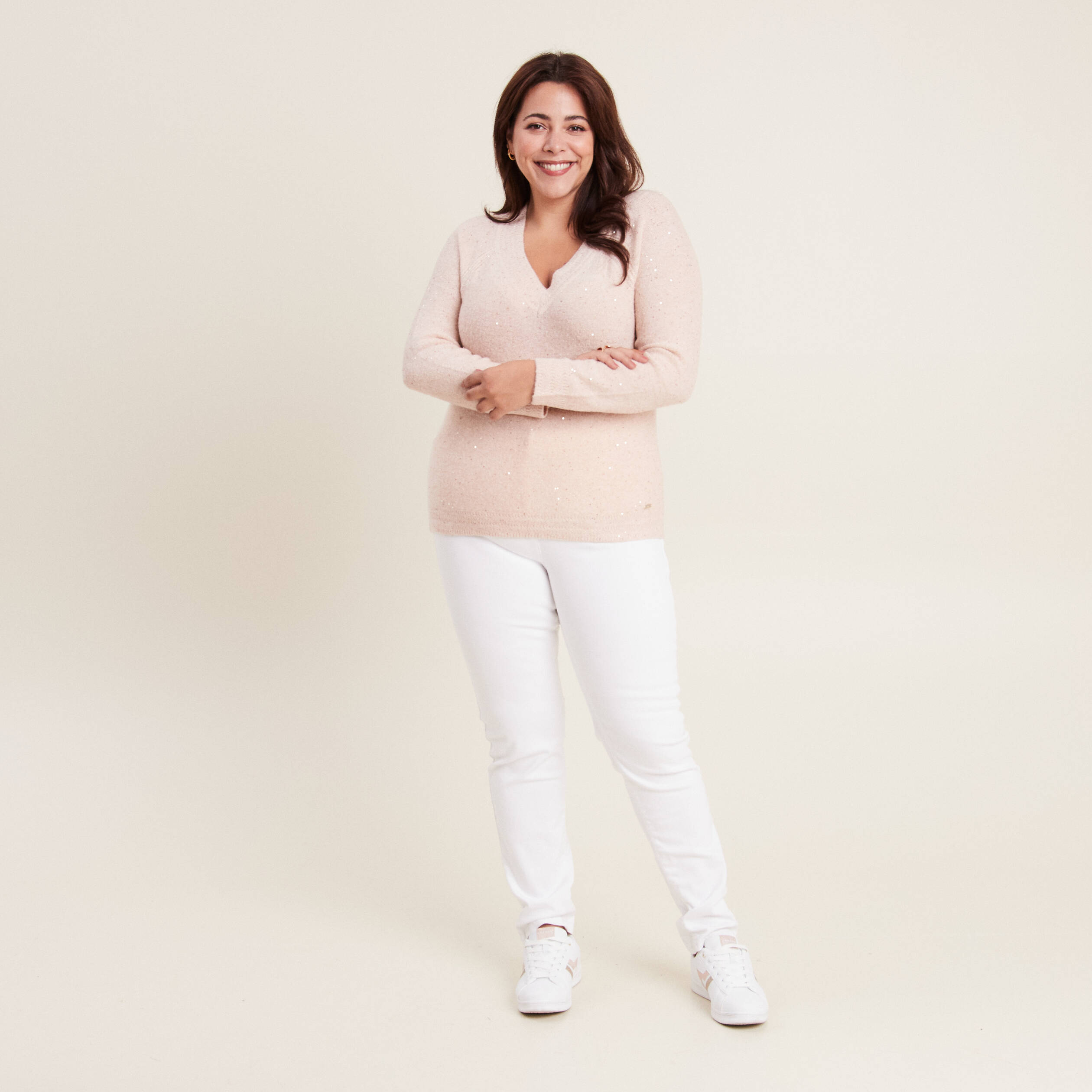 pull manches longues rose poudree femme Pull manches longues rose poudrée femme