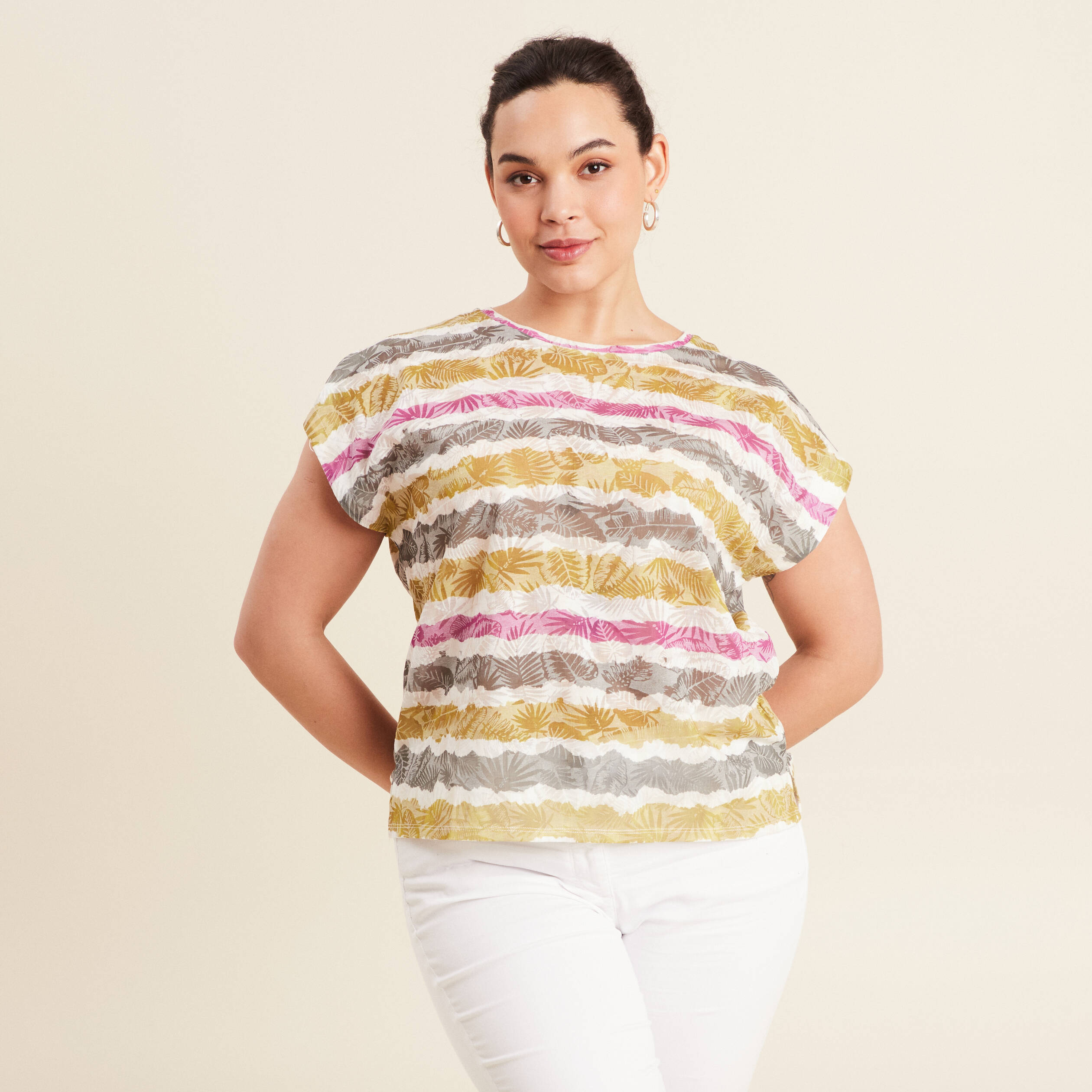 t shirt manches courtes beige femme T-shirt manches courtes beige femme