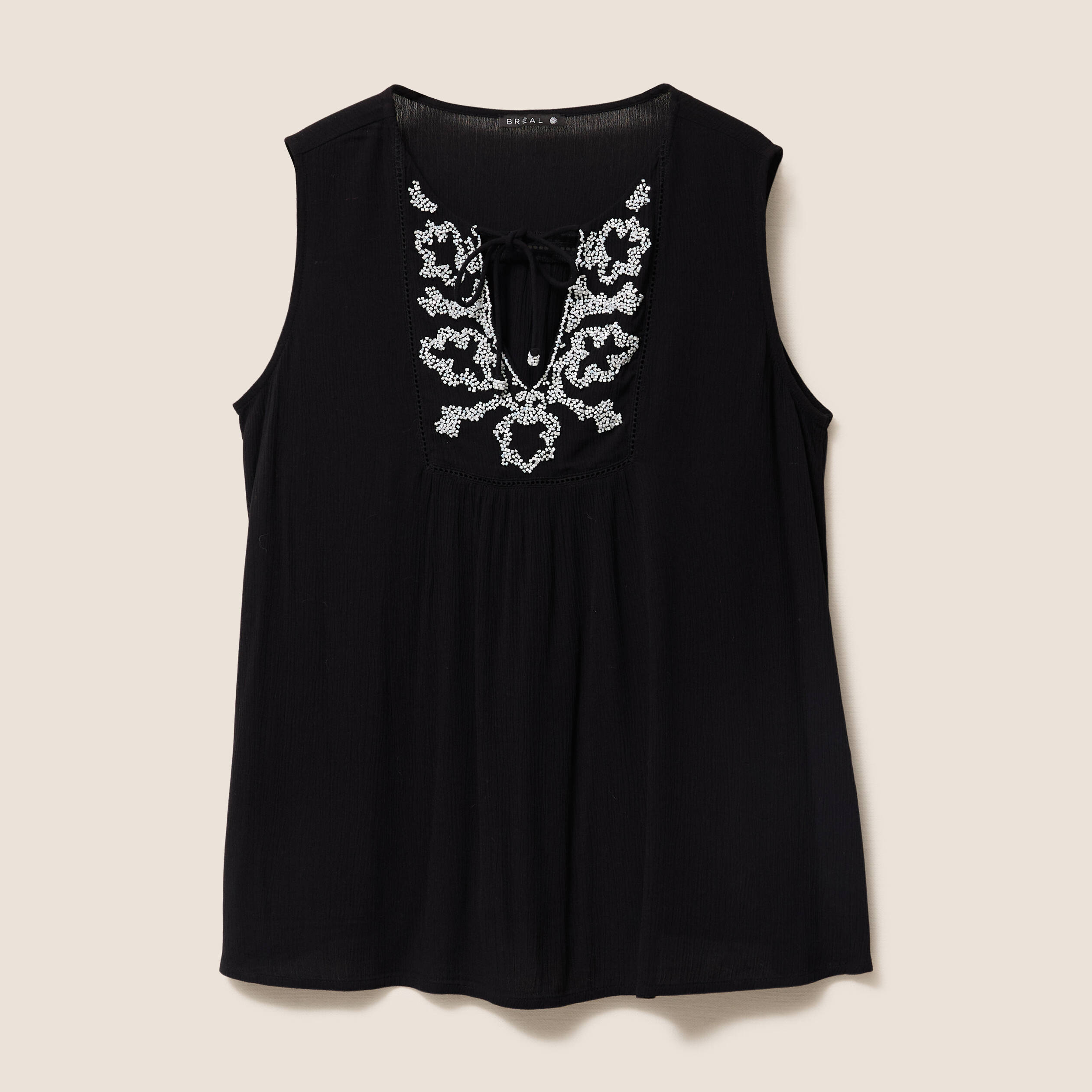 blouse ample sans manches col rond noir femme Blouse ample sans manches col rond noir femme