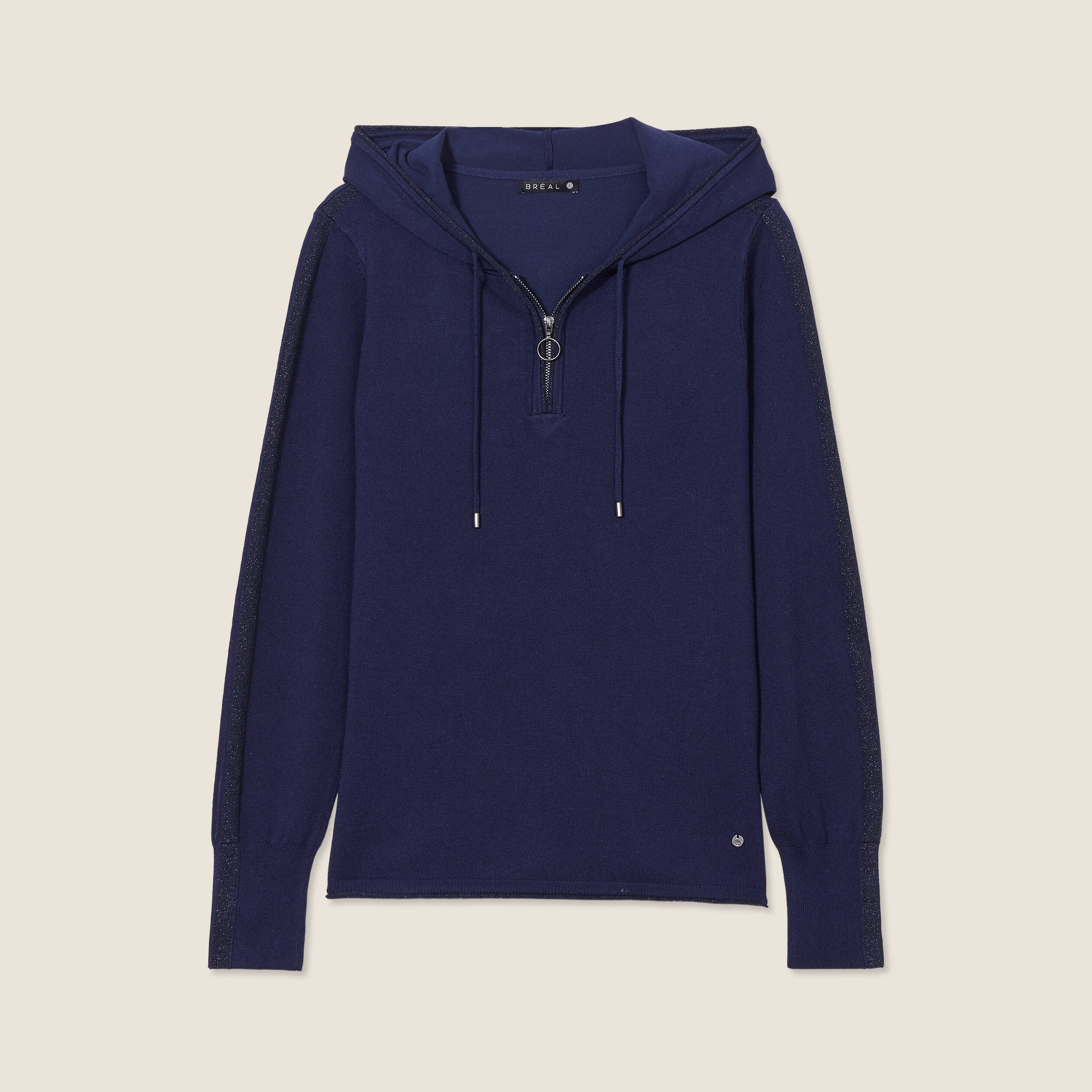 Pull manches longues bleu marine femme