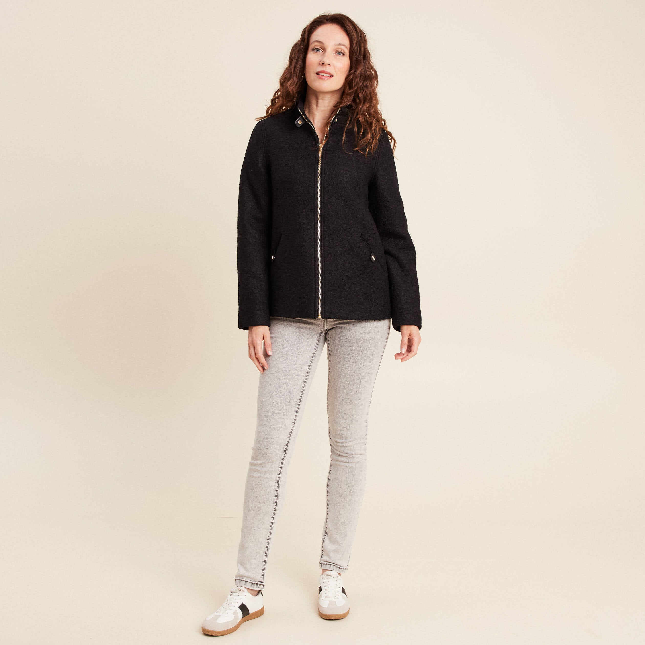 Manteau doubl&eacute; avec laine noir femme