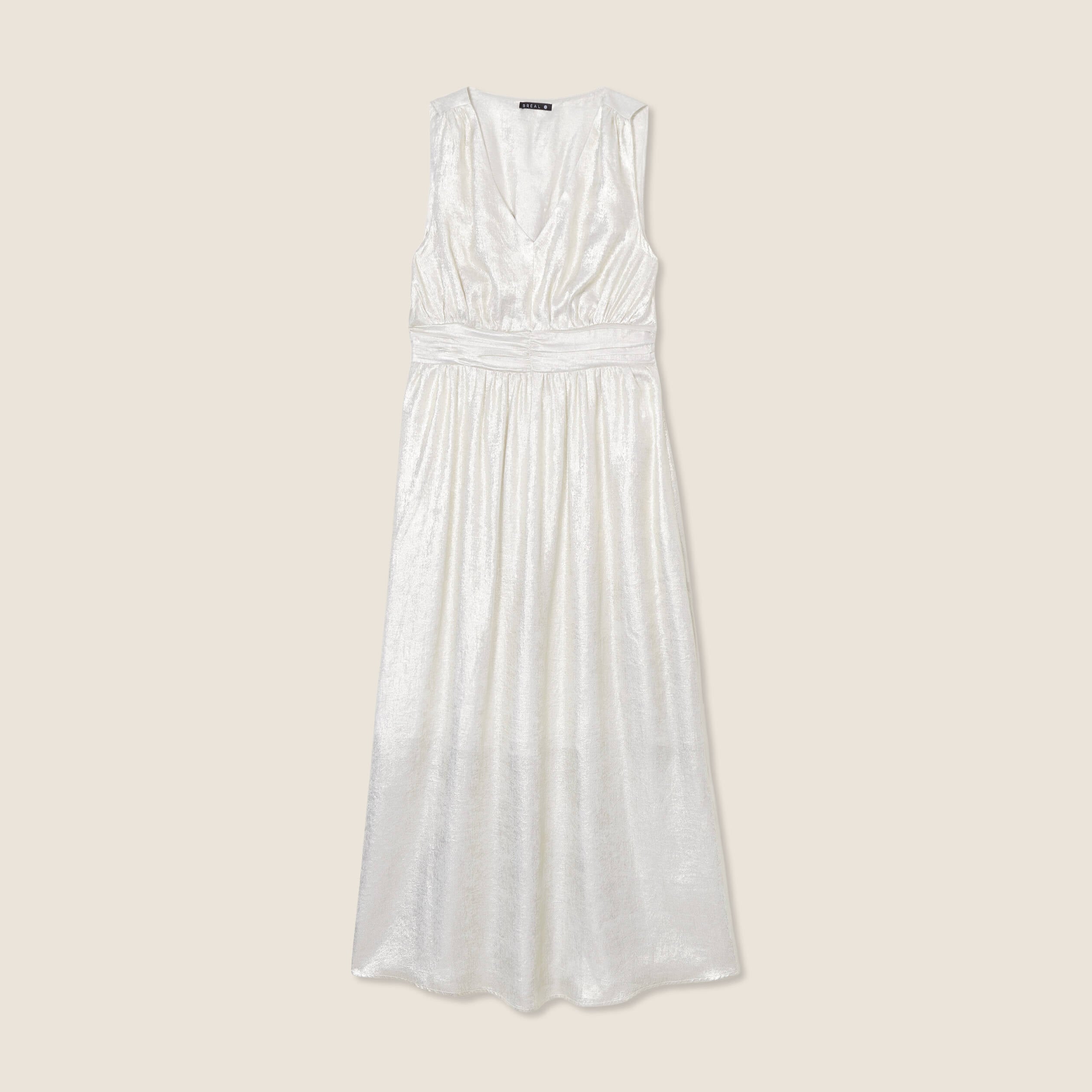 Robe longue &eacute;vas&eacute;e m&eacute;tallis&eacute;e couleur or femme