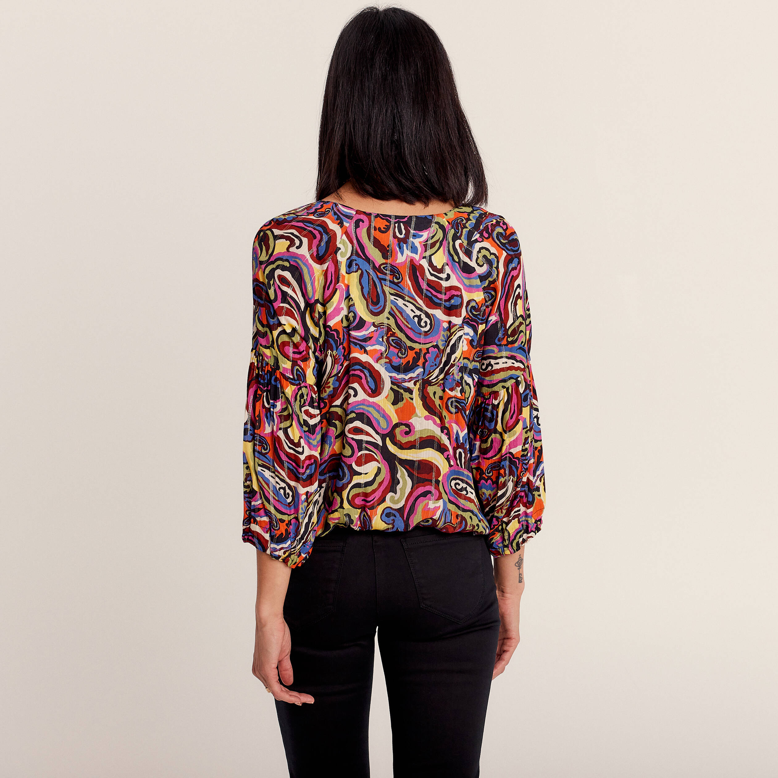 Blouse manches 3/4 multicolore femme