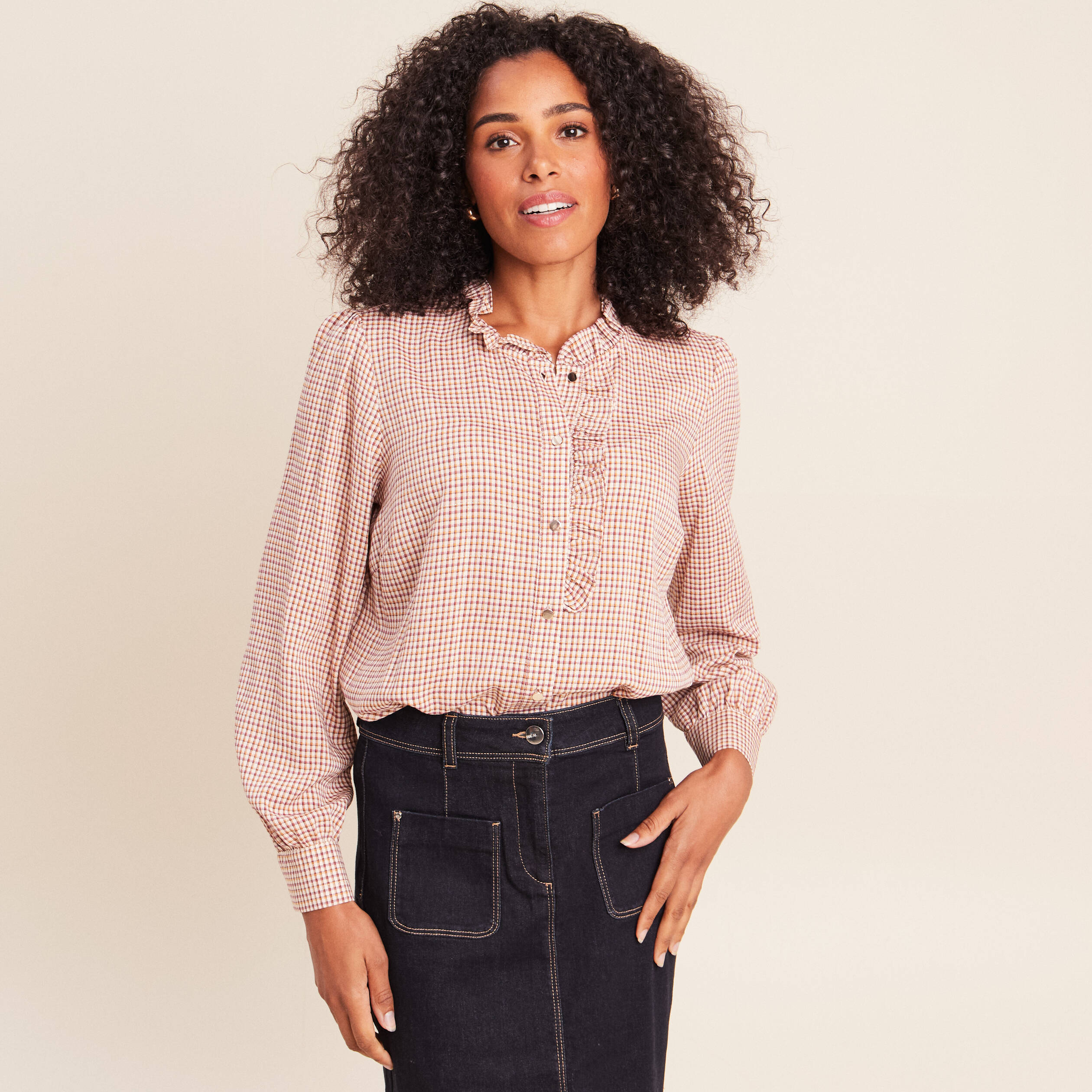 Chemise fluide manches longues rose femme
