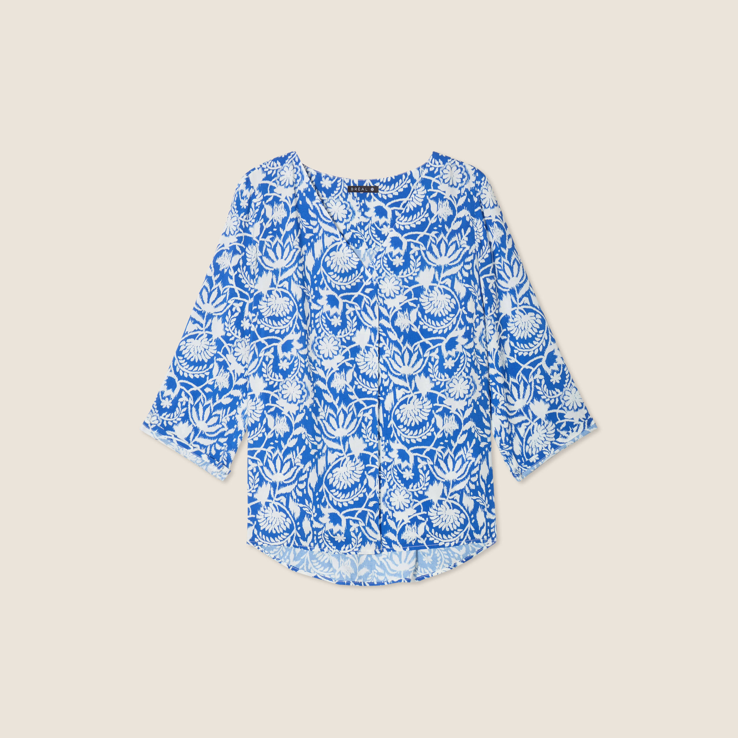 blouse manches 34 bleu femme Blouse manches 3/4 bleu femme