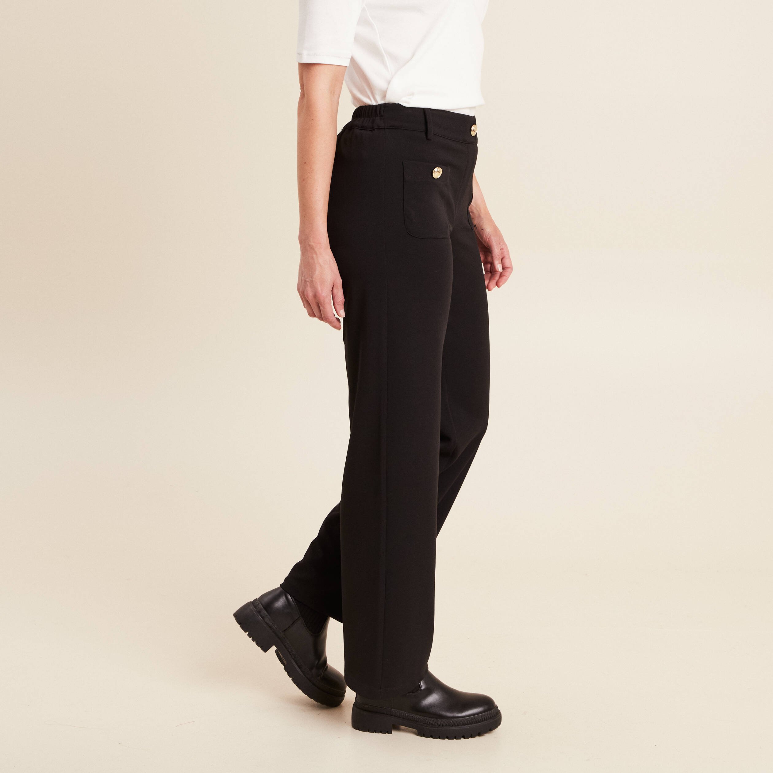pantalon droit taille haute noir femme Pantalon droit taille haute noir femme
