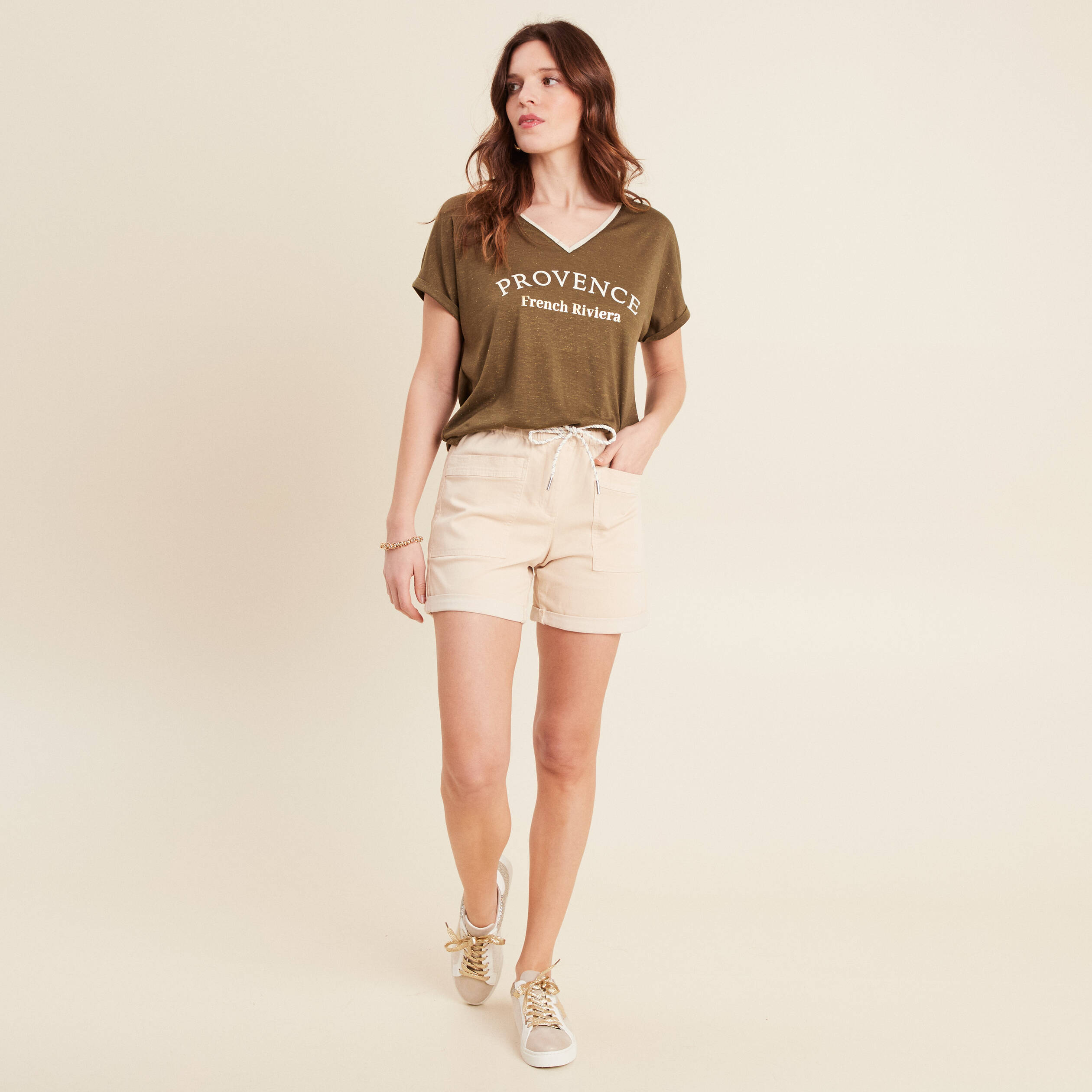 t shirt manches courtes vert olive femme T-shirt manches courtes vert olive femme