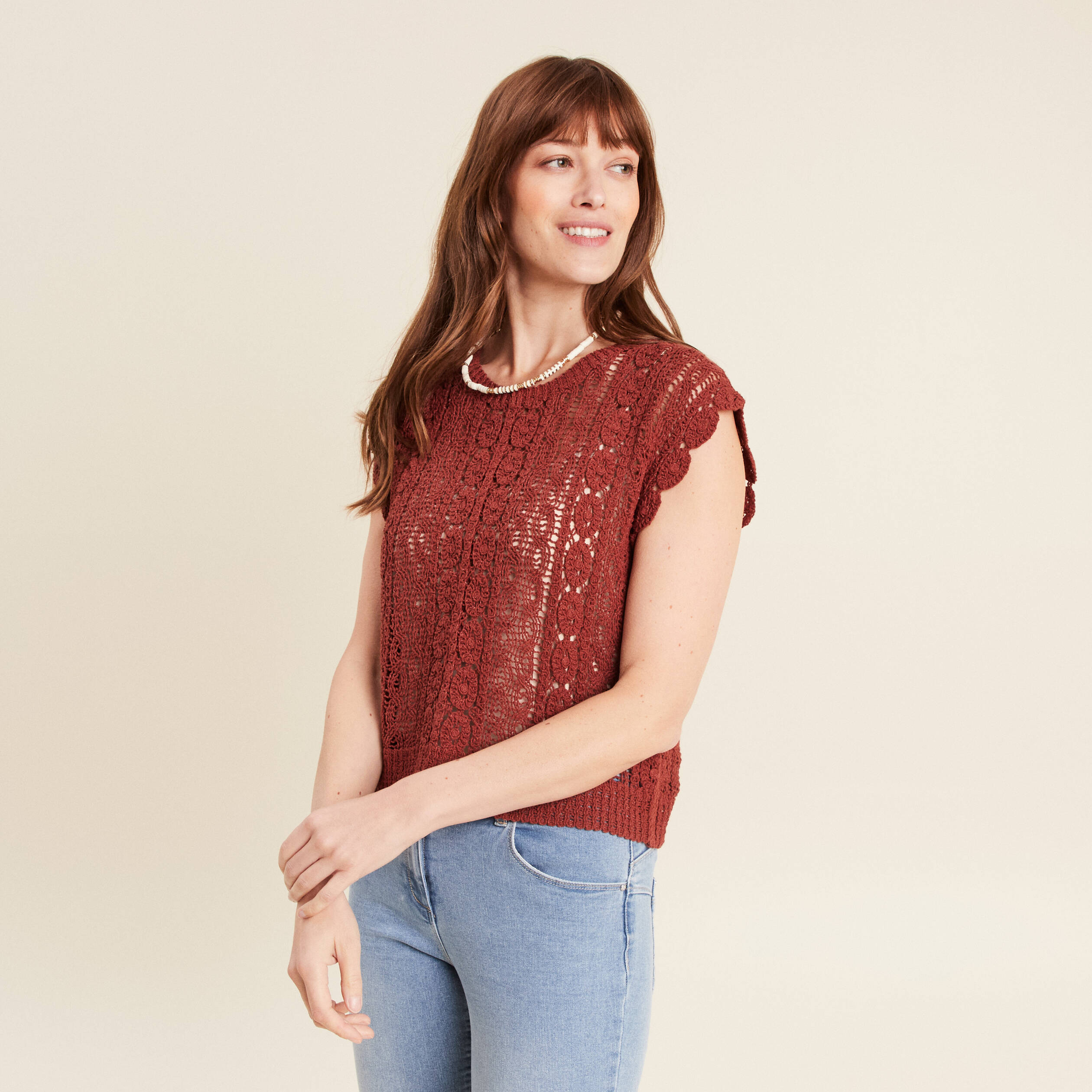 debardeur macrame marron fonce femme Débardeur macramé marron foncé femme