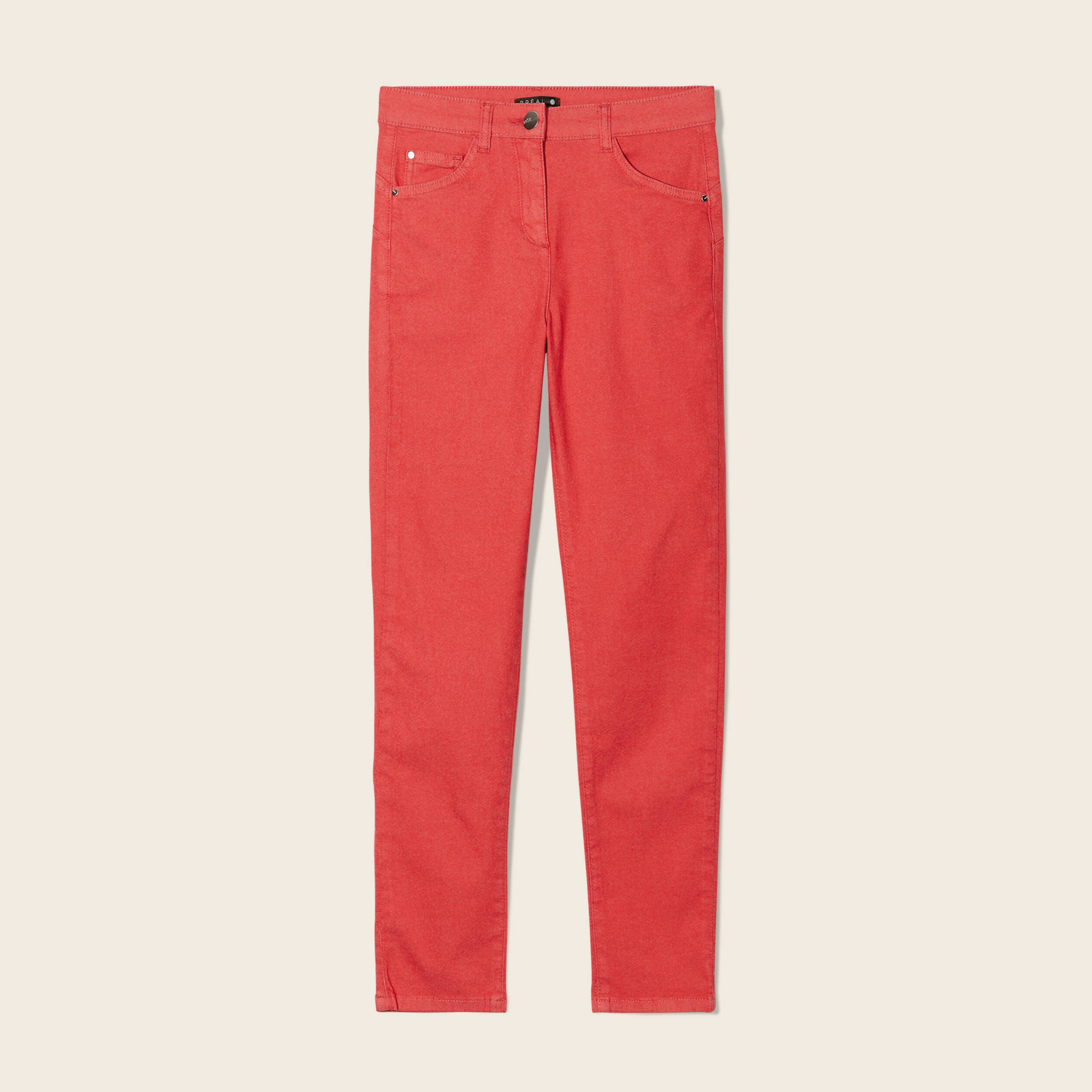 Pantalon léger taille standard 7/8ème rouge femme