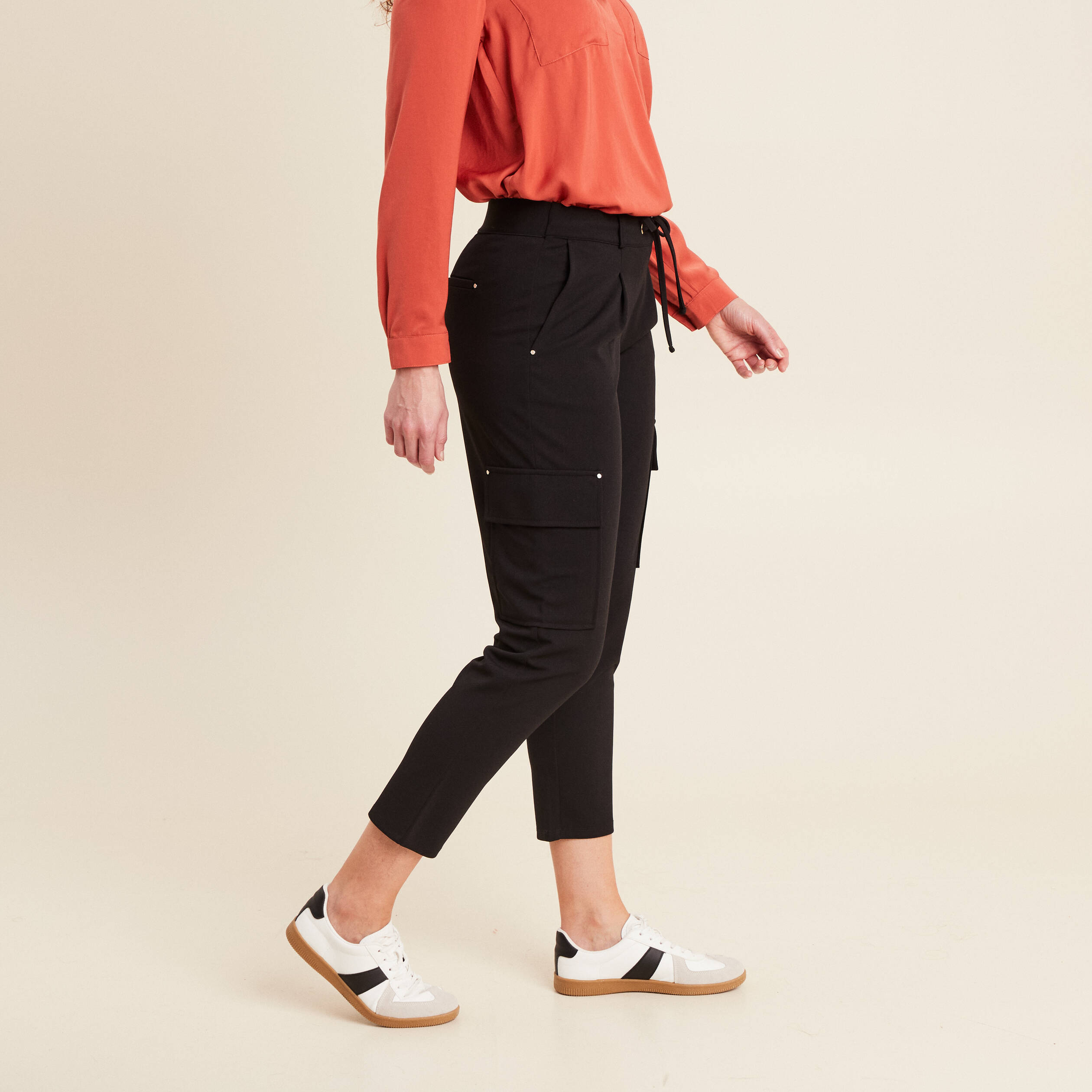 pantalon cargo flou noir femme Pantalon cargo flou noir femme