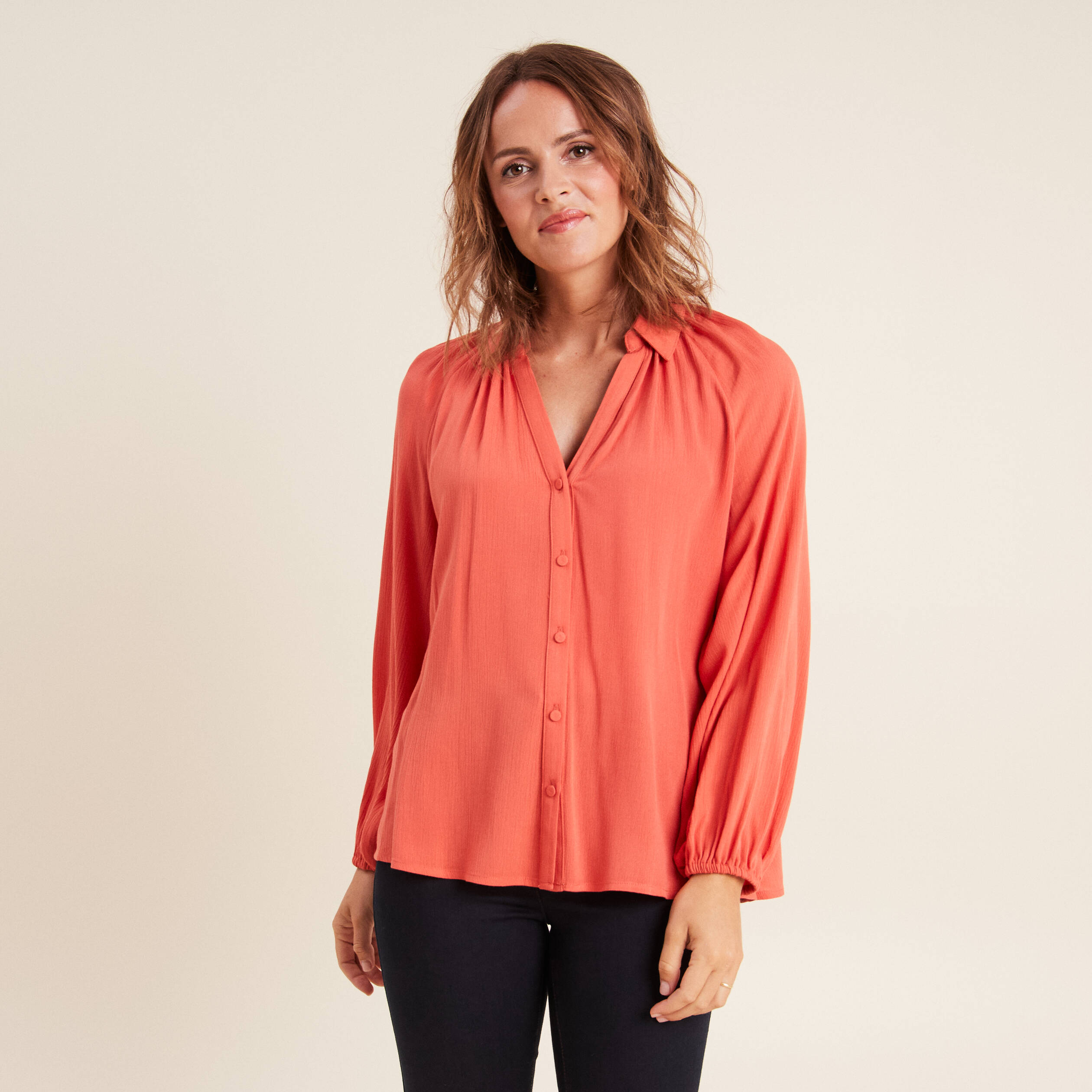 chemise manches longues rouge fonce femme Chemise manches longues rouge foncé femme