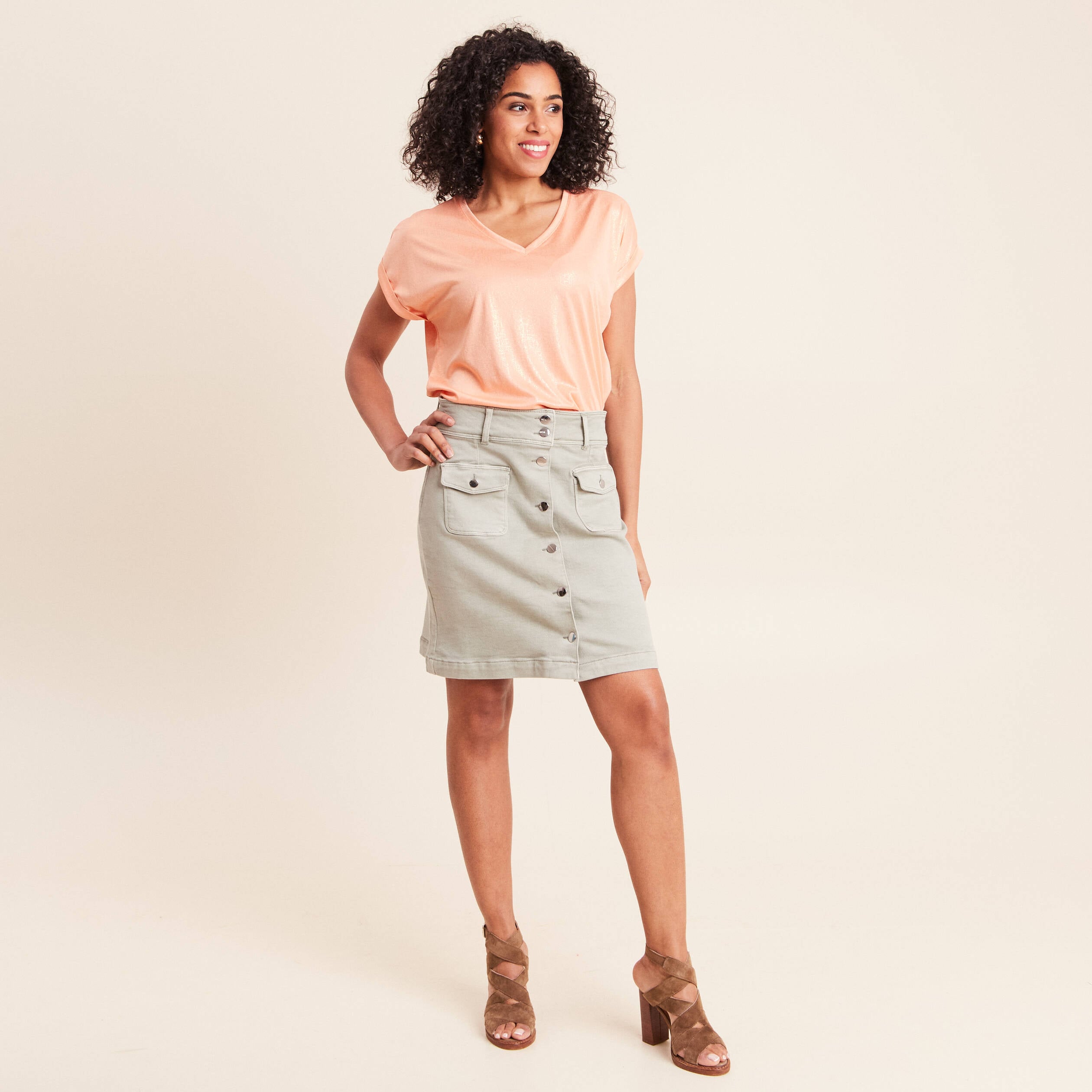 Jupe en jean taille standard vert clair femme