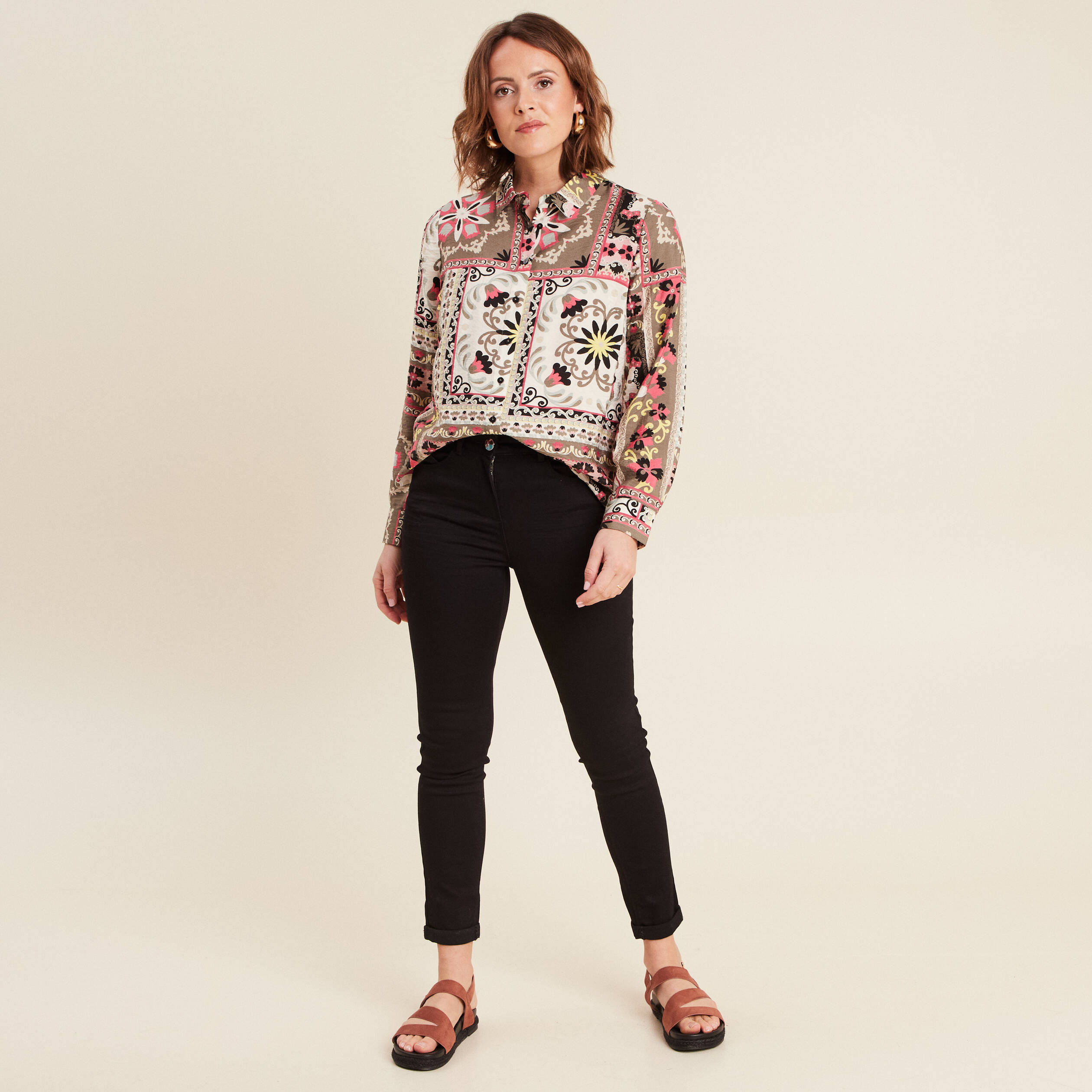 chemise manches longues multicolore femme Chemise manches longues multicolore femme