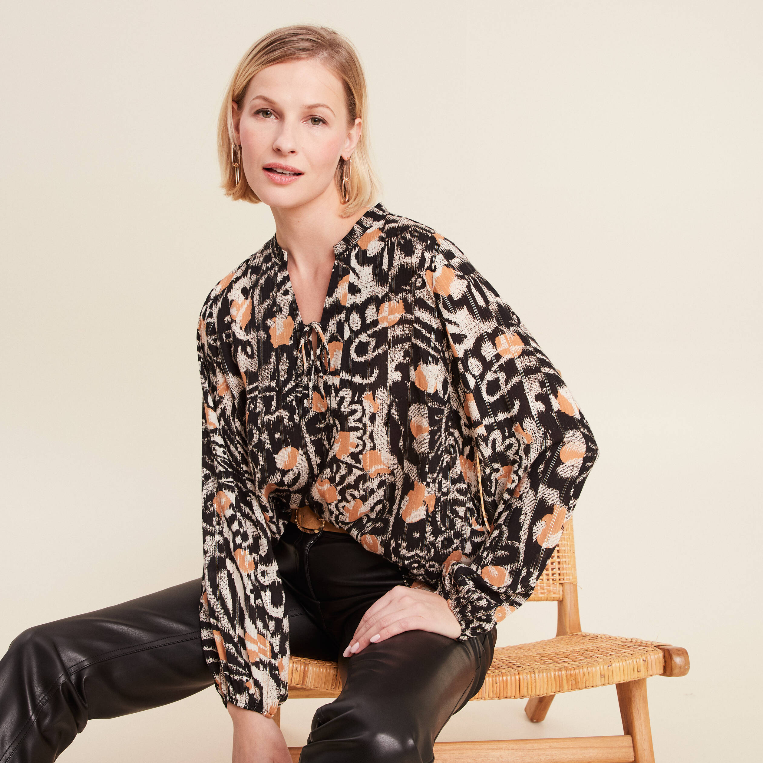 blouse manches longues marron clair femme Blouse manches longues marron clair femme