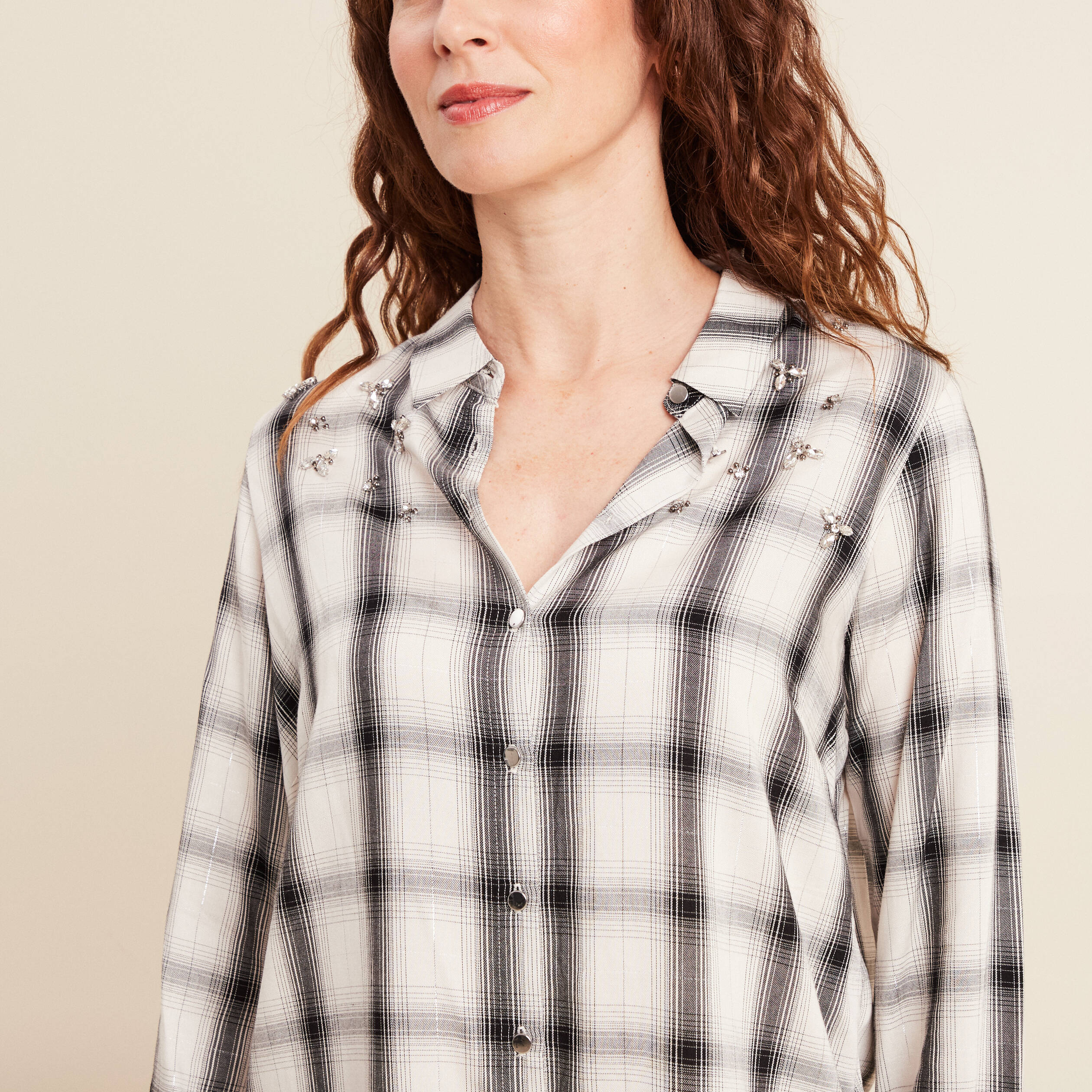 Tunique fluide col chemise blanc femme