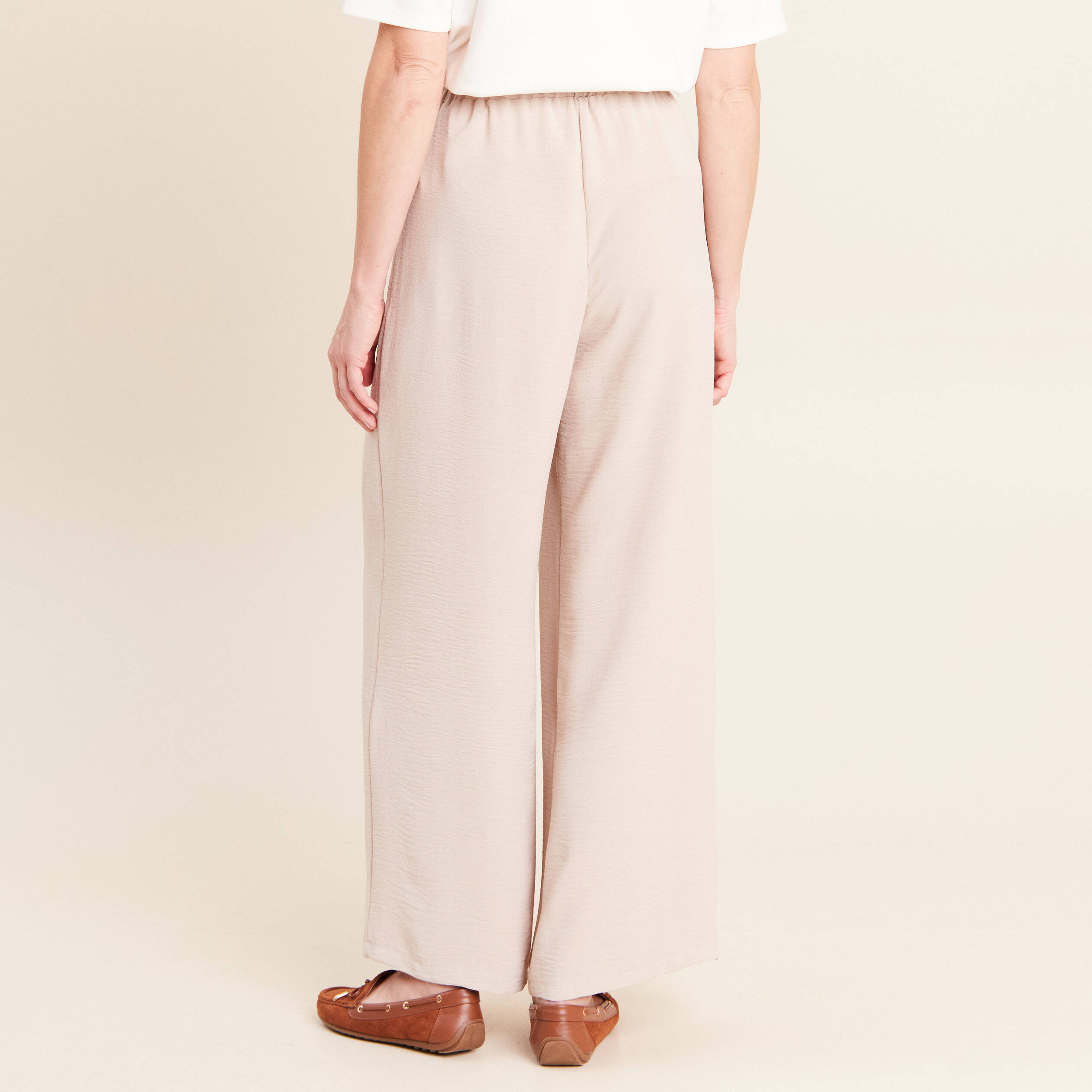 Pantalon large taille standard gris clair femme
