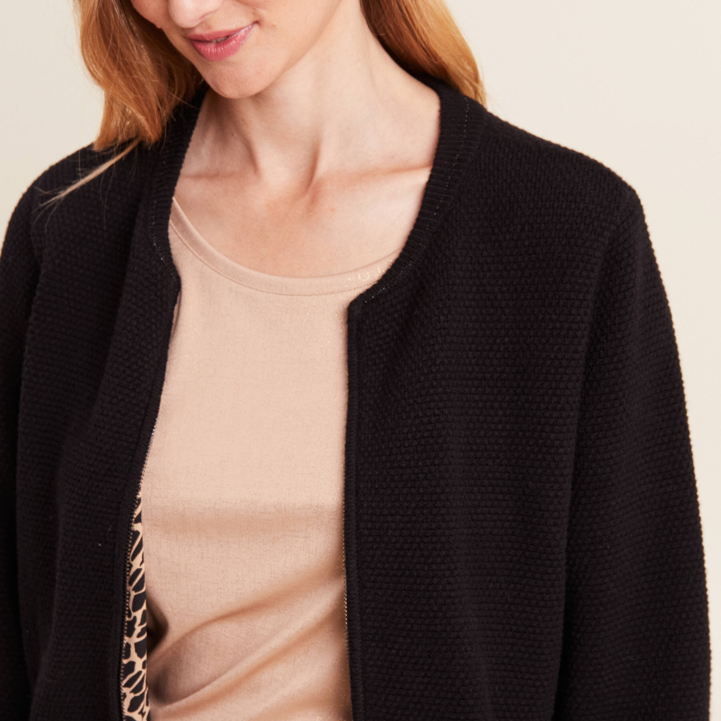 gilet reversible manches longues noir femme Gilet réversible manches longues noir femme