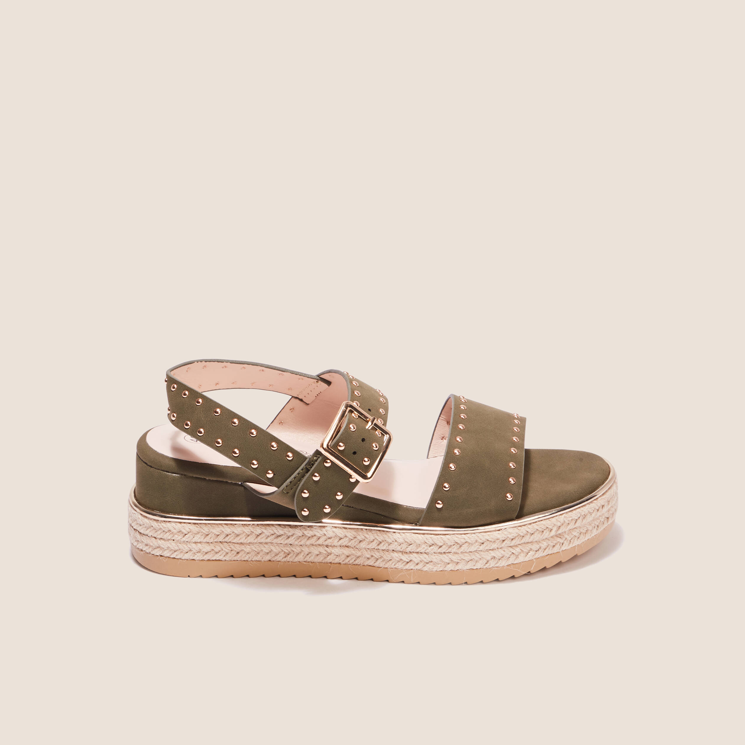 sandales plateformes a clous vert kaki femme Sandales plateformes à clous vert kaki femme