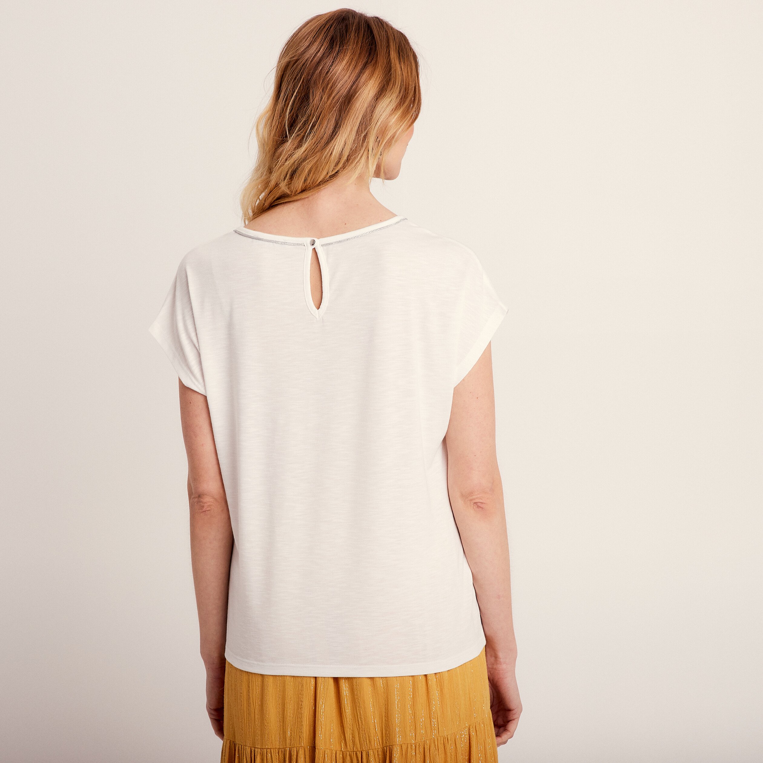T-shirt manches courtes ecru femme