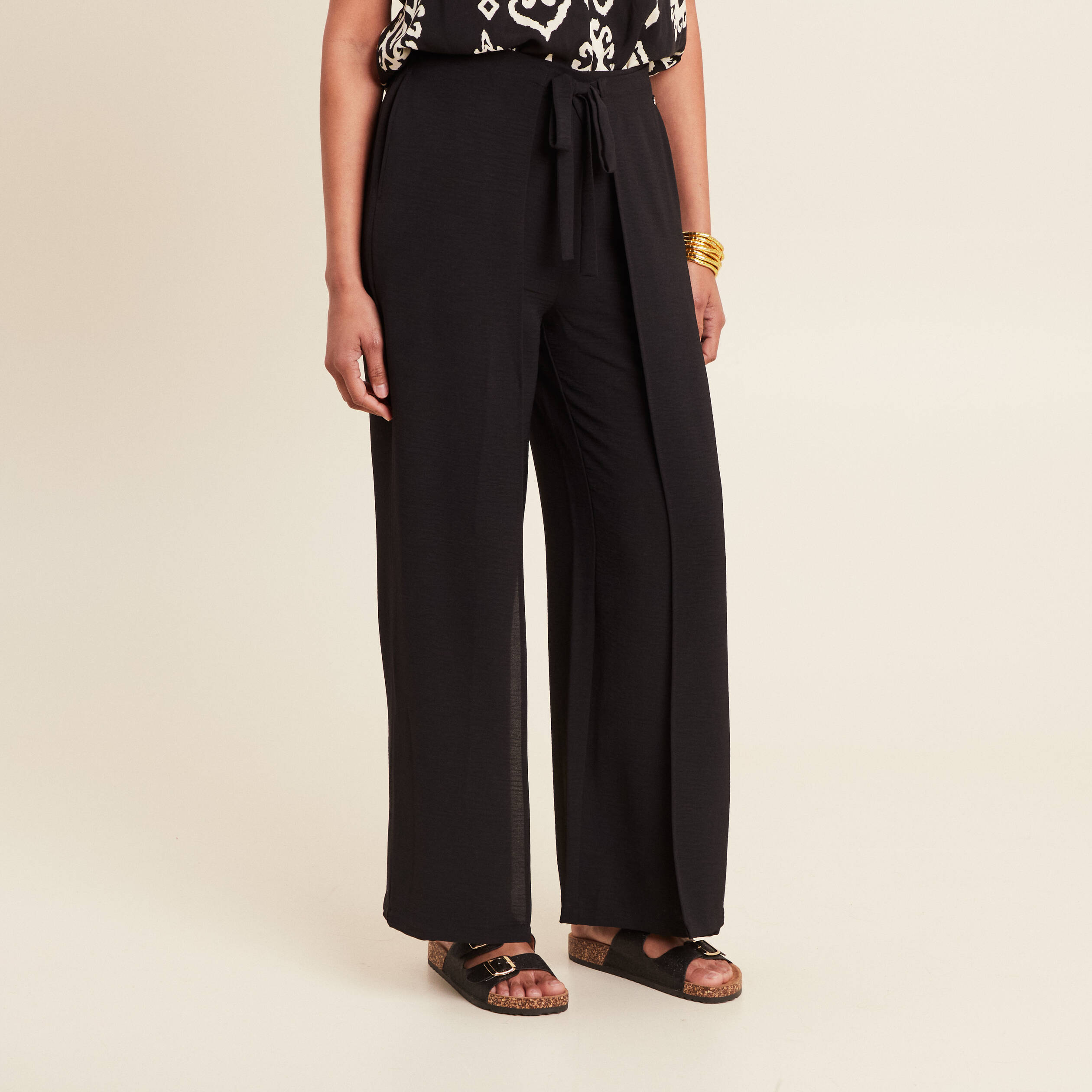 pantalon portefeuille noir femme Pantalon portefeuille noir femme