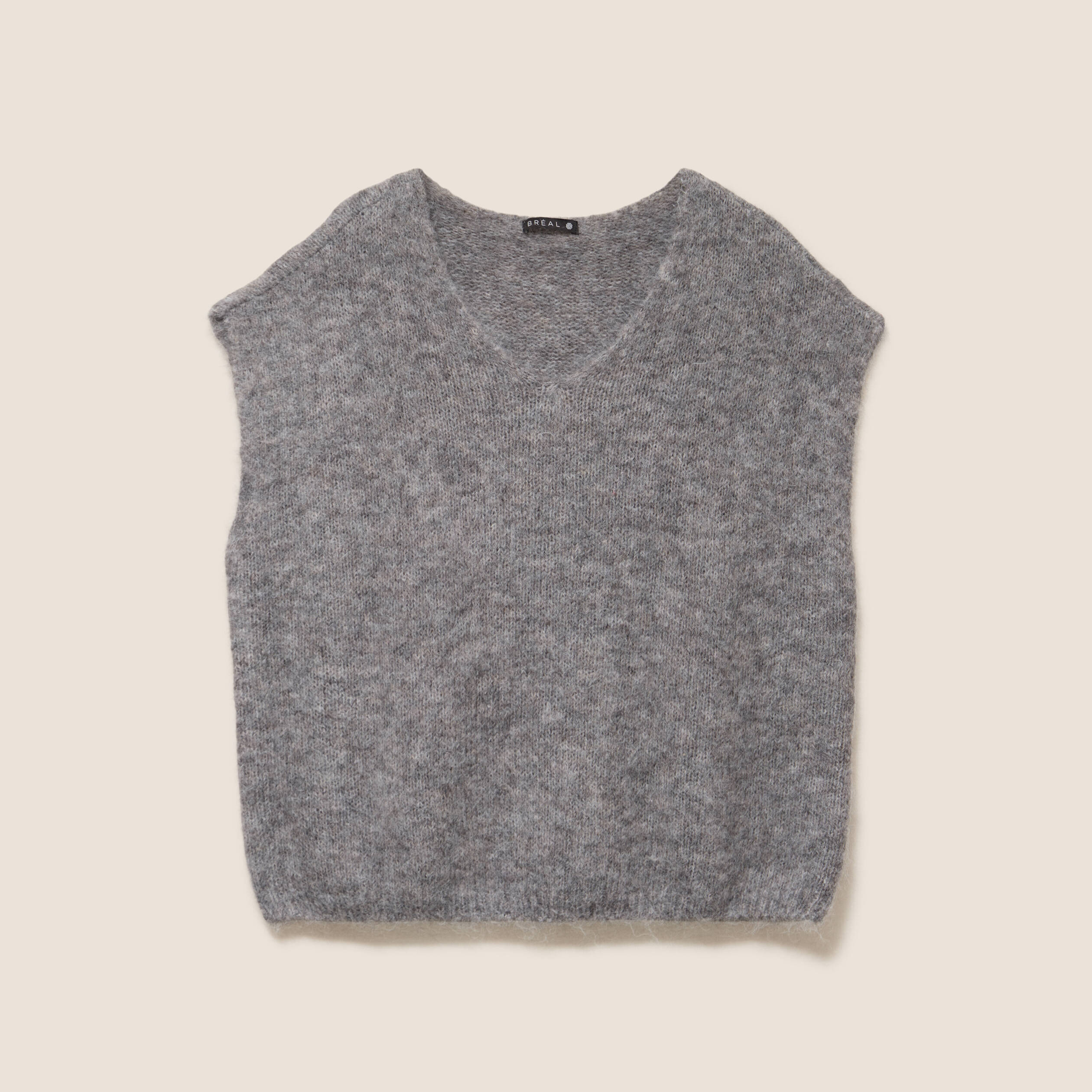 Pull sans manches gris fonc&eacute; femme