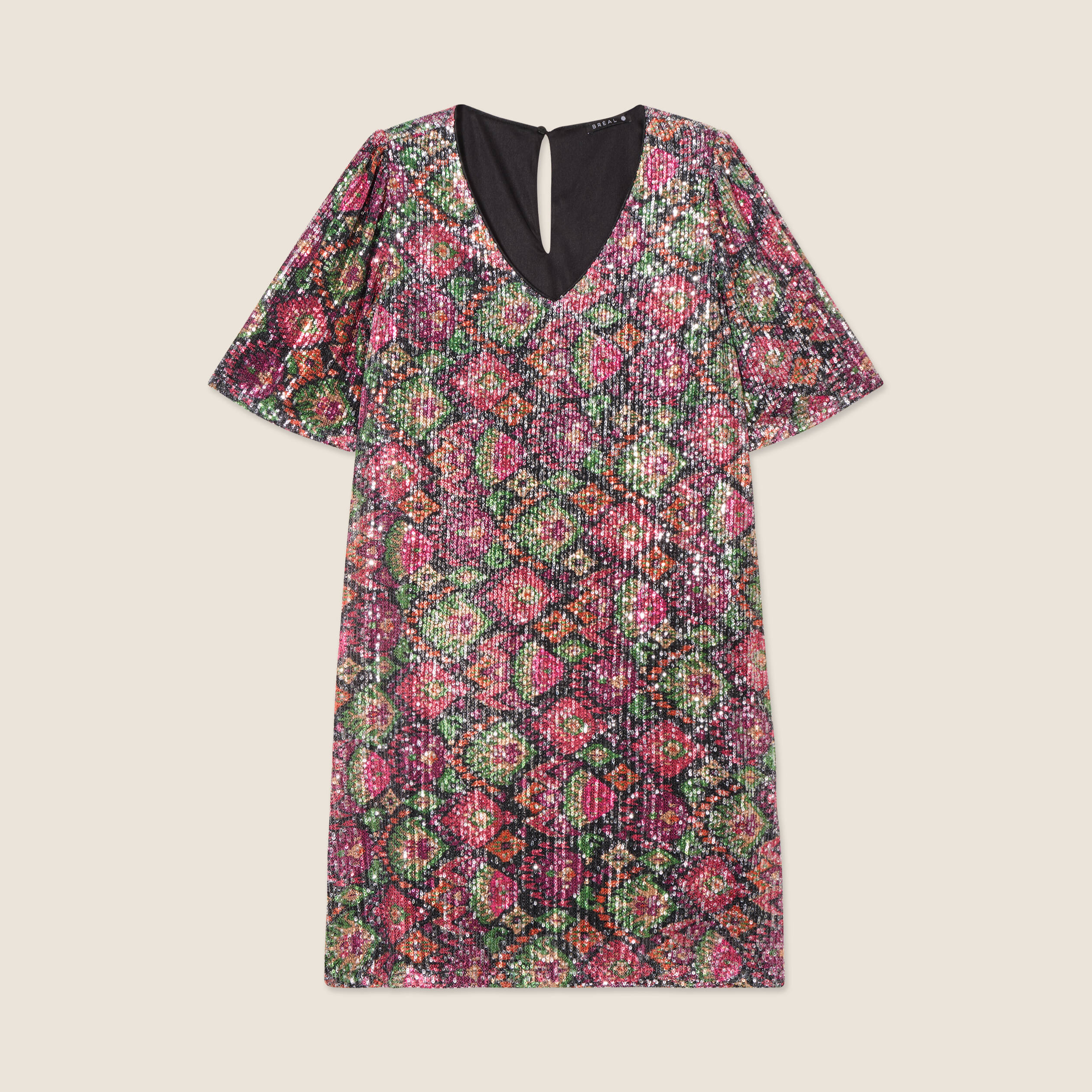 Robe évasée sequins multicolore femme