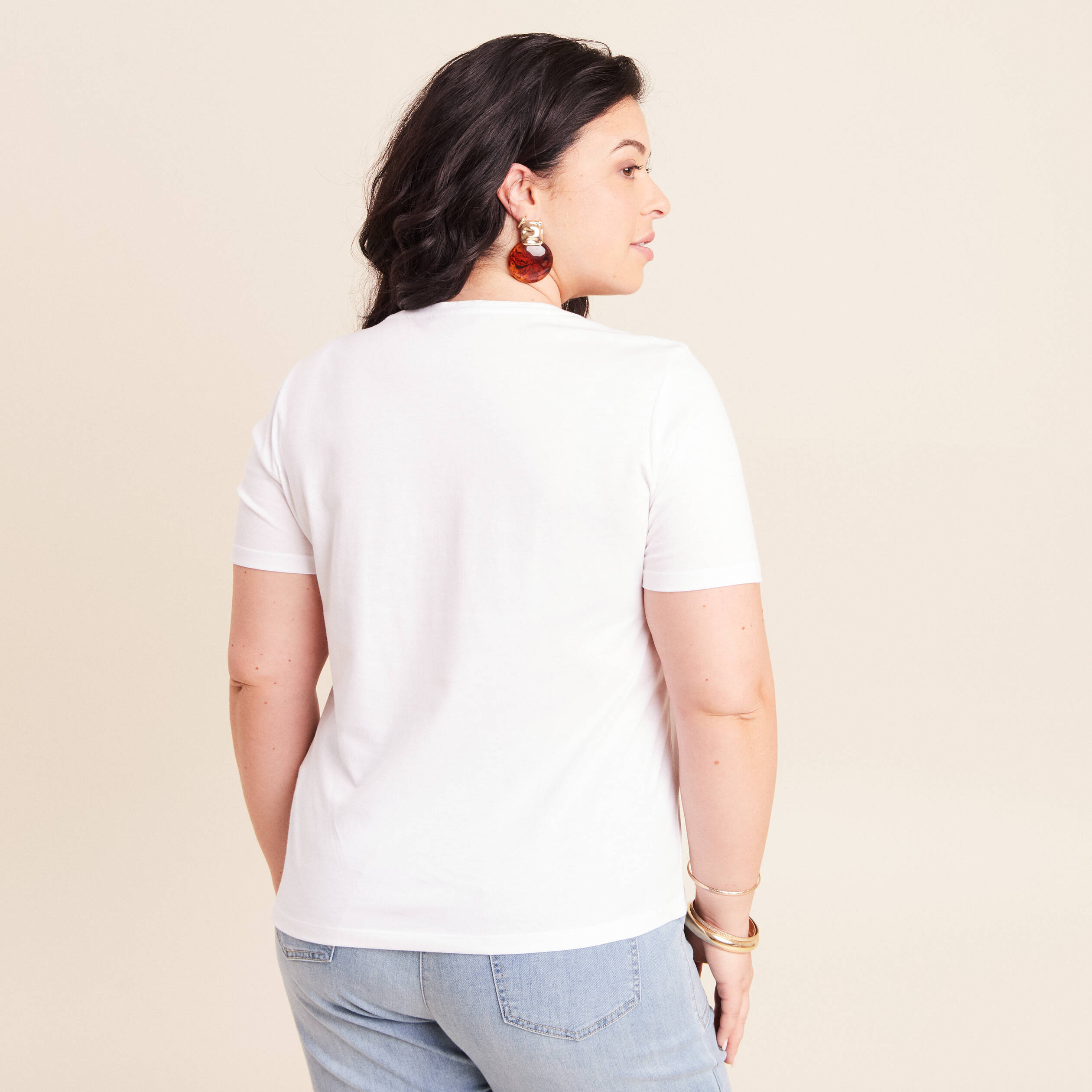 T-shirt col rond blanc femme
