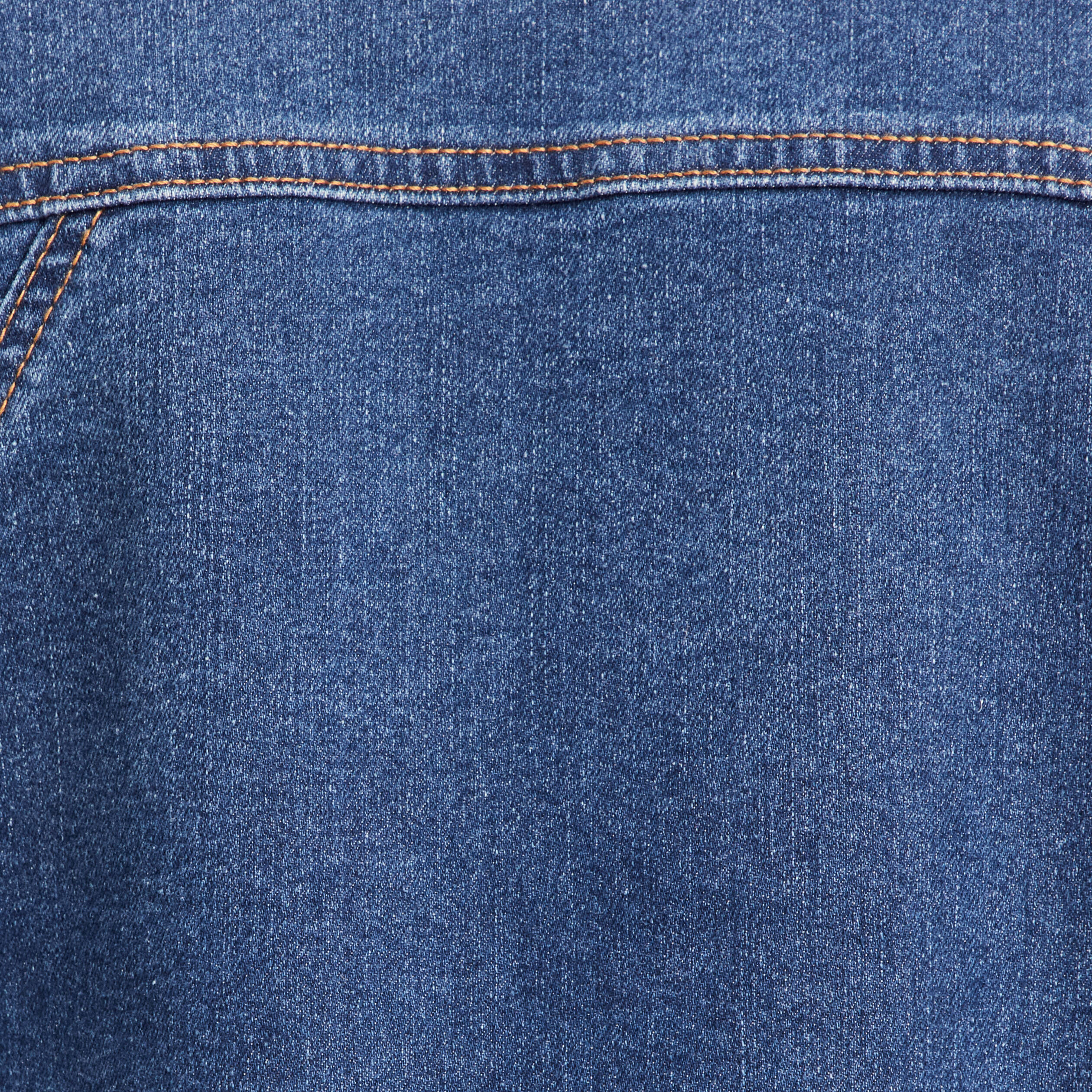 Veste droite sans manches en jean denim stone femme