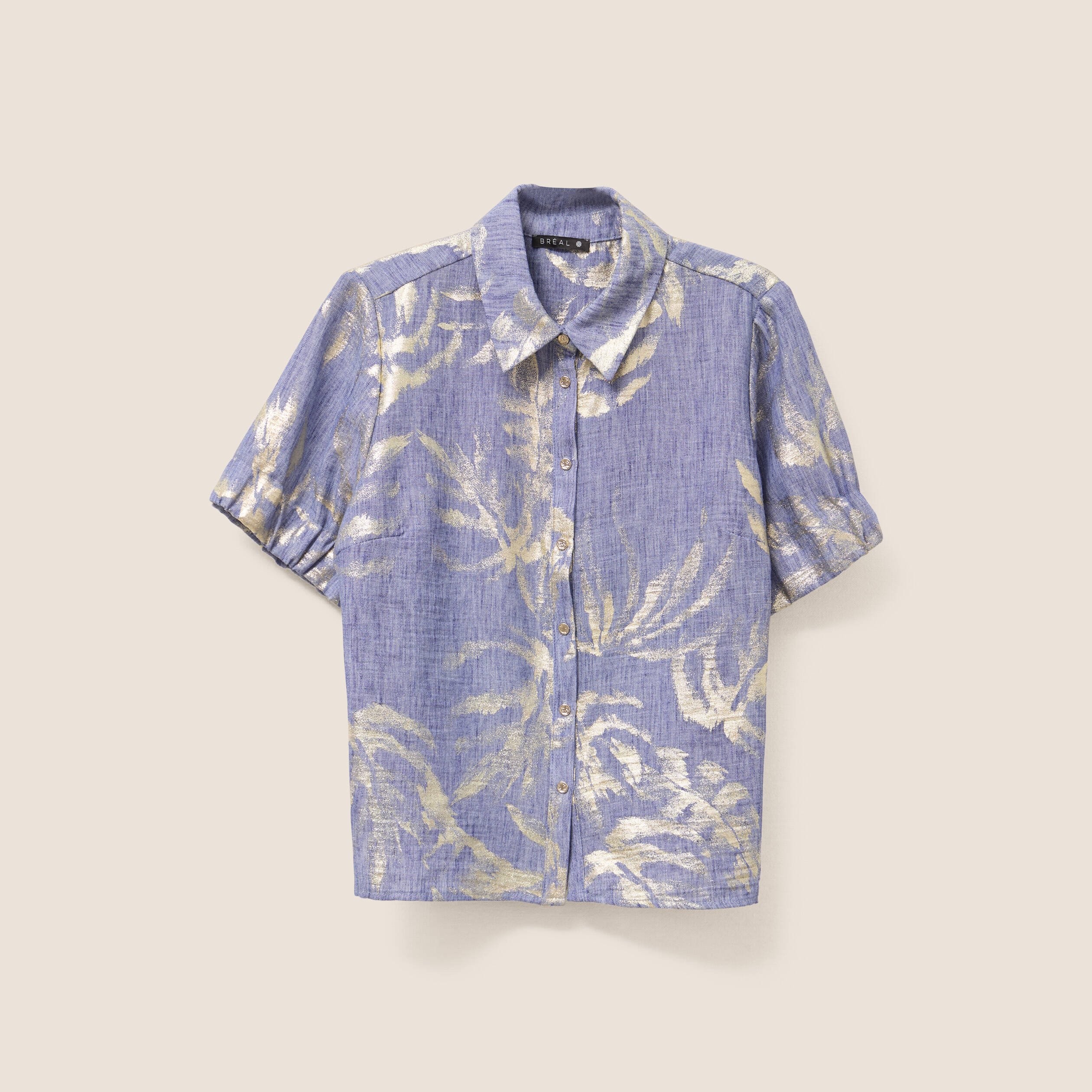 chemise droite courte manches courtes bleu lavande femme Chemise droite courte manches courtes bleu lavande femme